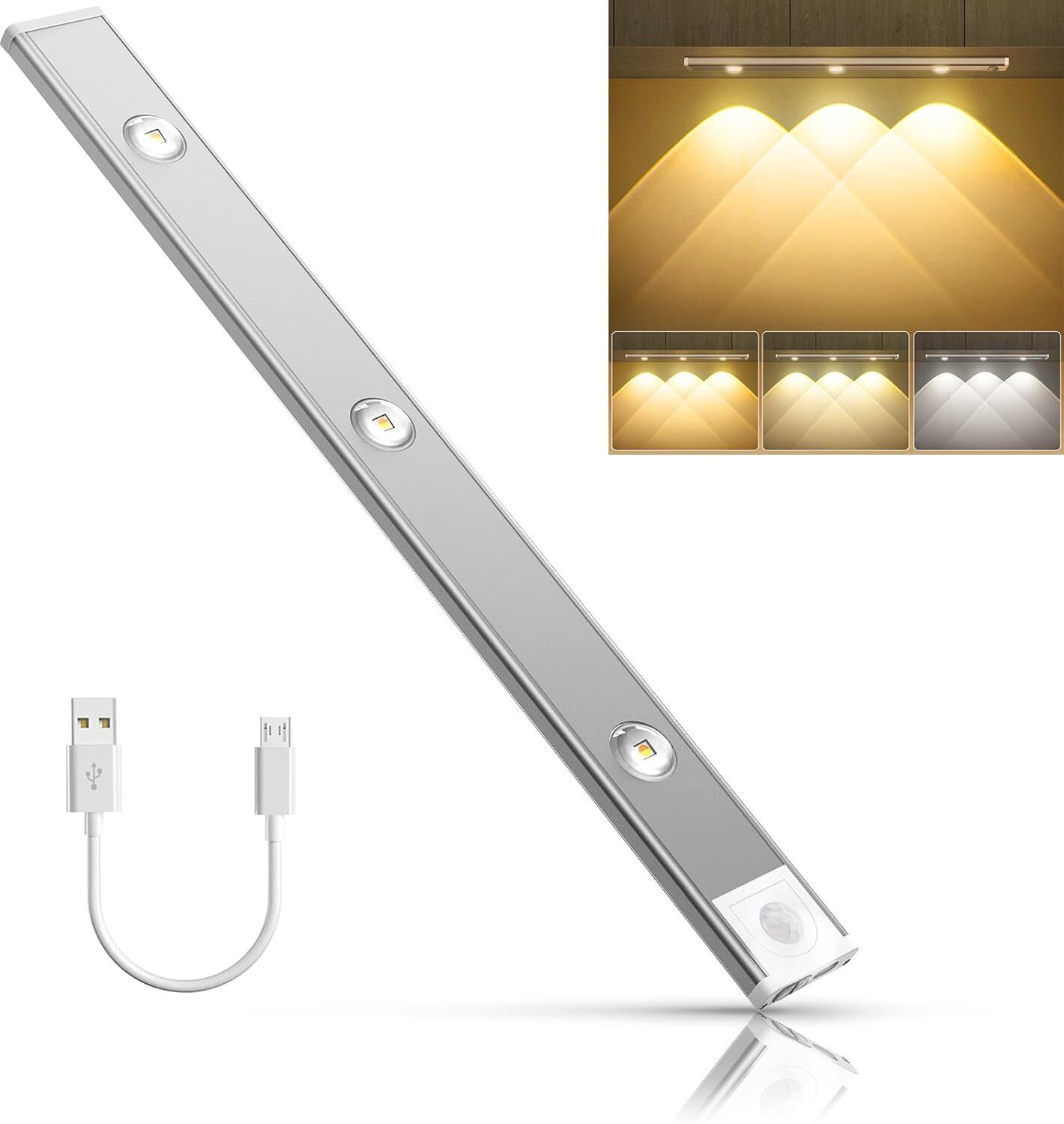 Xydrozen Under Cabinet Motion Sensor Light with Warm Neutral Cool White Modes Motion Sensor Light-image-18