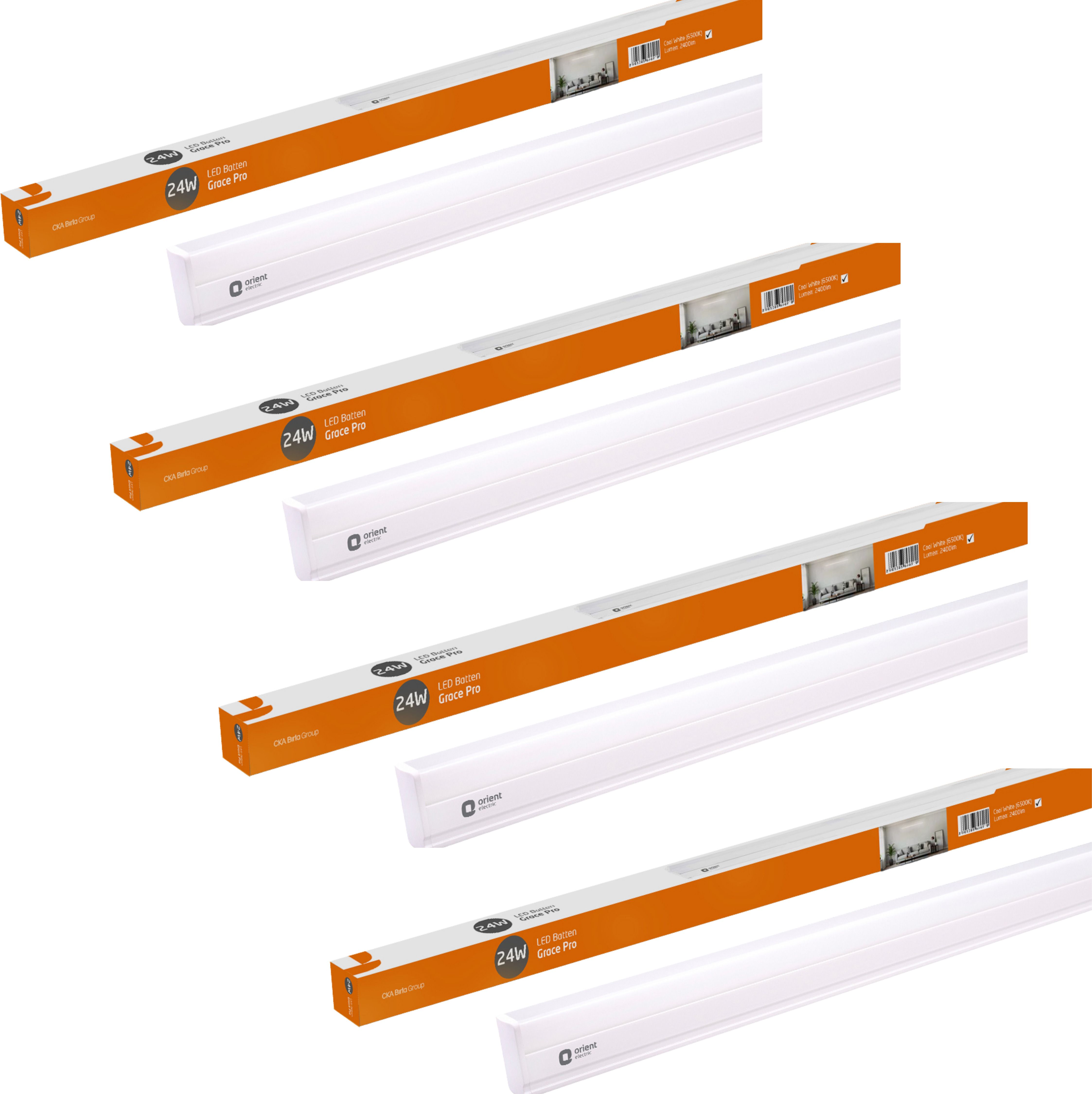 orient electric Grace Pro 6500K Square 24W Batten,Highly Efficient & Surge Protection, Pack of 4 24 W 110 cm Tube Light-picture-31