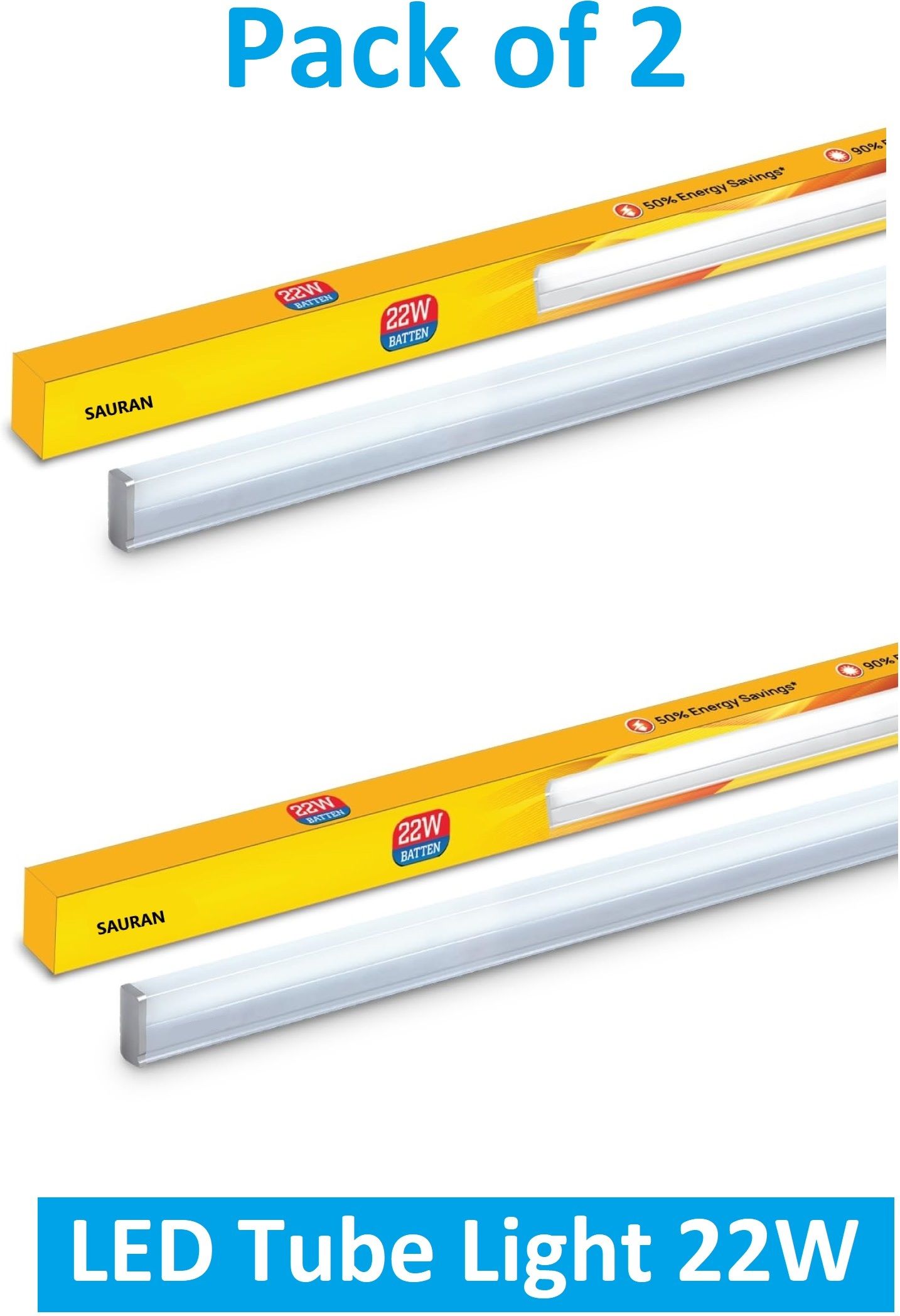 sauran Pack of 2 Pure White LED Tube Light 22W LTL2.2 (With 1 Yr Warranty) 22 W 6 cm Tube Light-picture-11