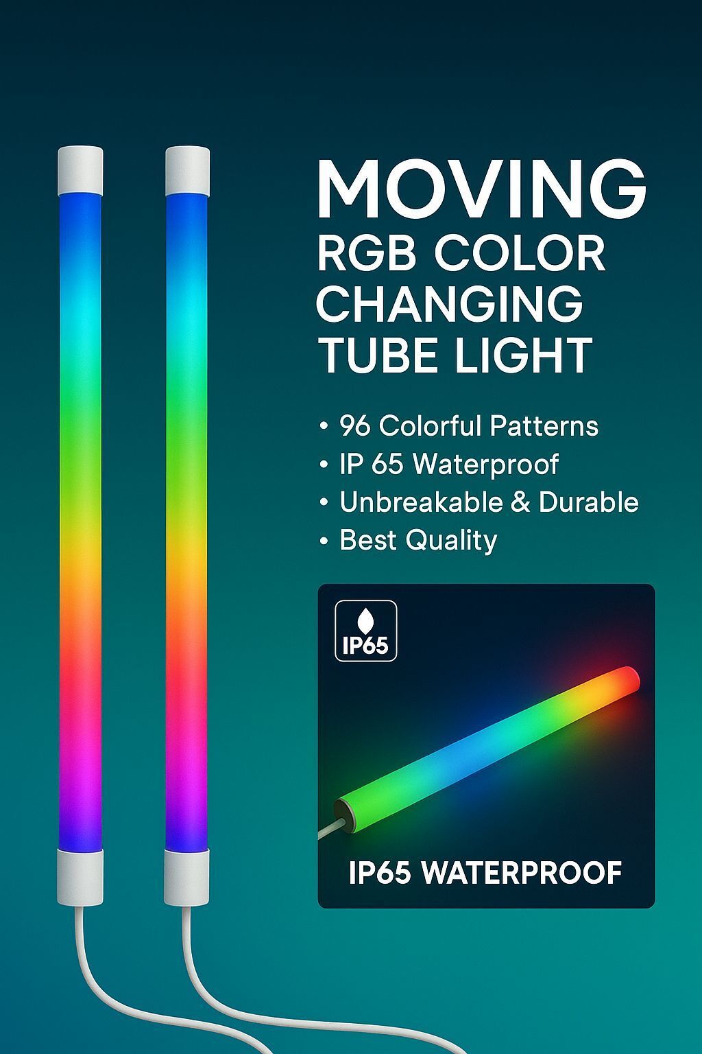 RGB LED Tube Light IP65 Waterproof | 96 Multicolor Patterns | Durable Mood Light 5 W 101.62 cm Tube Light