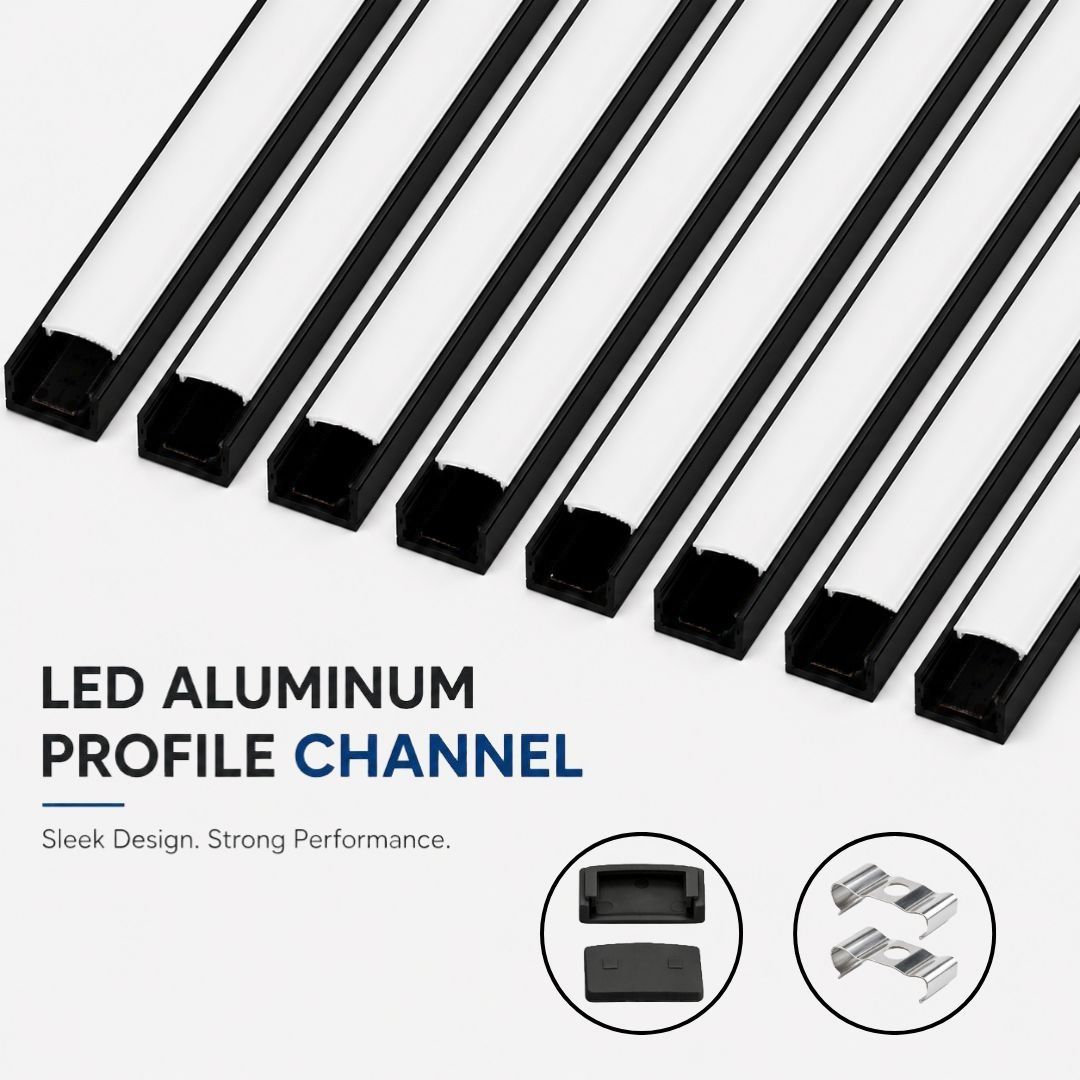 18x06 surface aluminium profile channel Black Pack of 8 0 W 0.6 cm Tube Light-image-46