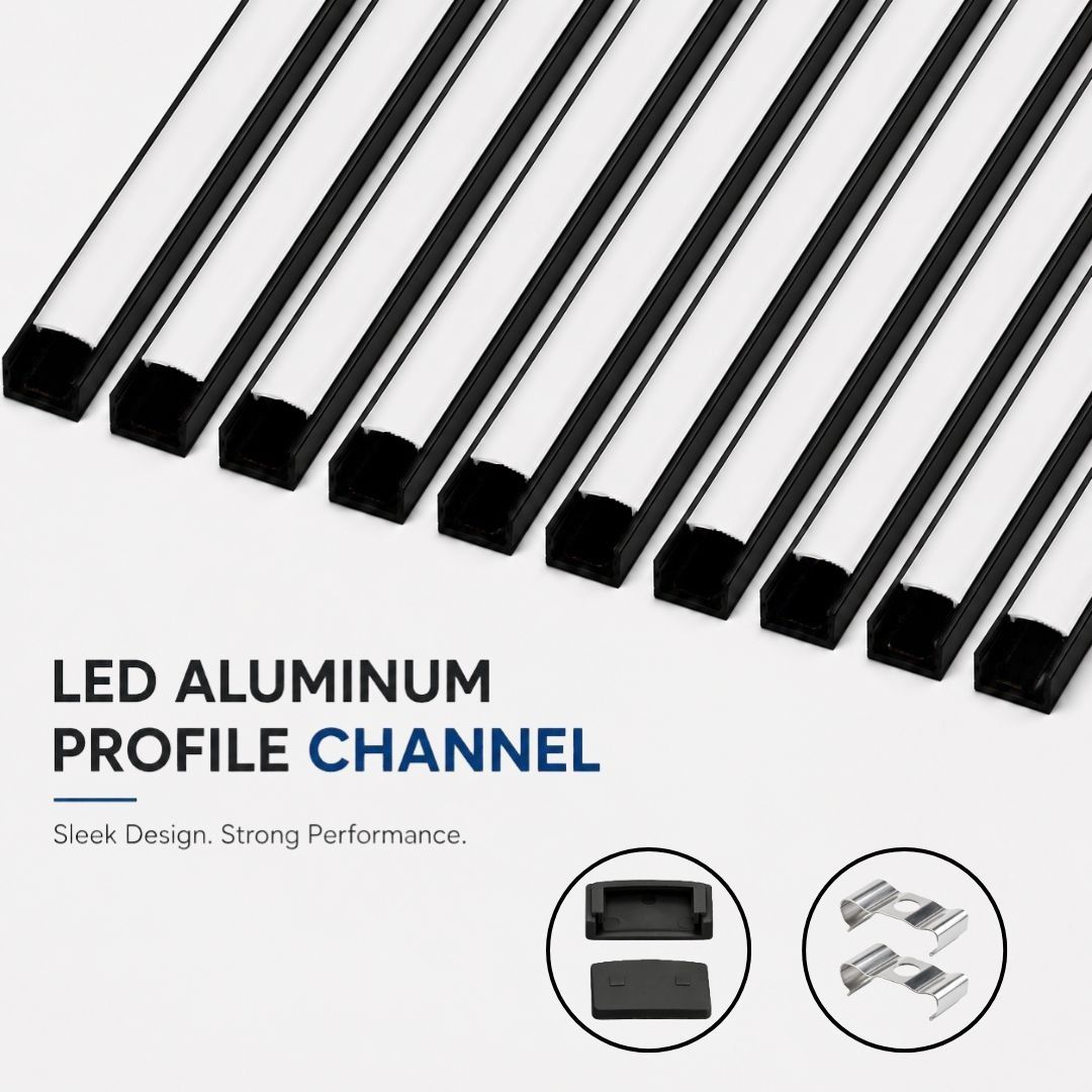 JP TECH HUB 18x06 surface aluminium profile channel Black Pack of 10 0 W 0.6 cm 0 W 0.6 cm Tube Light-image-9