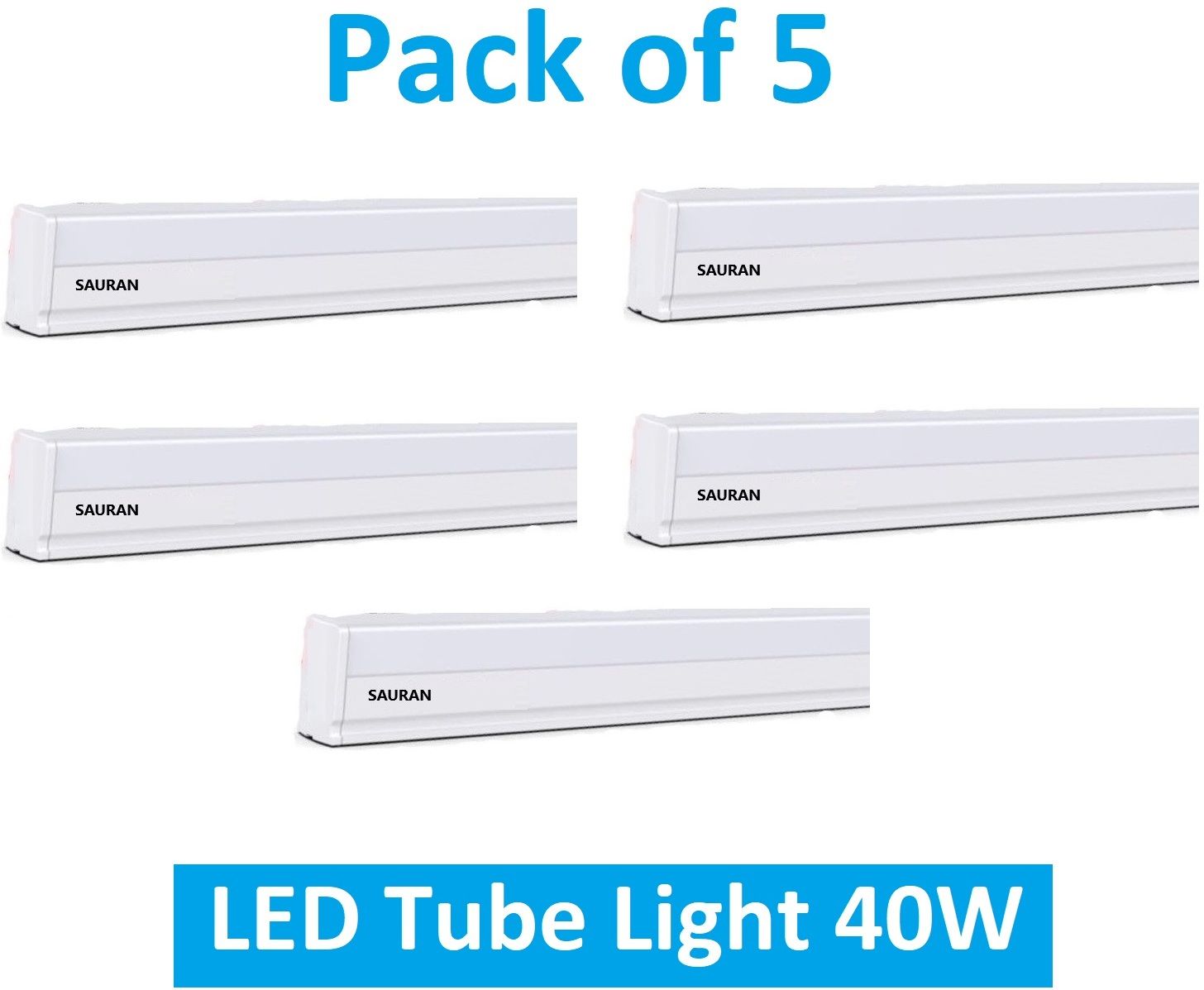 sauran Pack of 5 Pure White LED Tube Light 40W LTL13.3 (With 1 Yr Warranty) 40 W 6 cm Tube Light-picture-48
