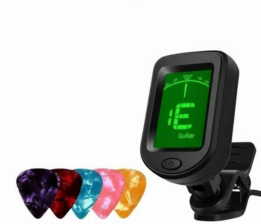 sls music Guitar tuner clip on chromatic digital tuner for acoustic guitar + 5 picks Automatic Digital Tuner-picture-31