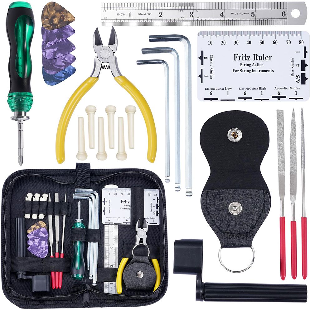DIY Guitar Repair and Maintenance Tool Kit with Picks Winder and Case Set Archery Guitar Repair Tool Kit-image-45