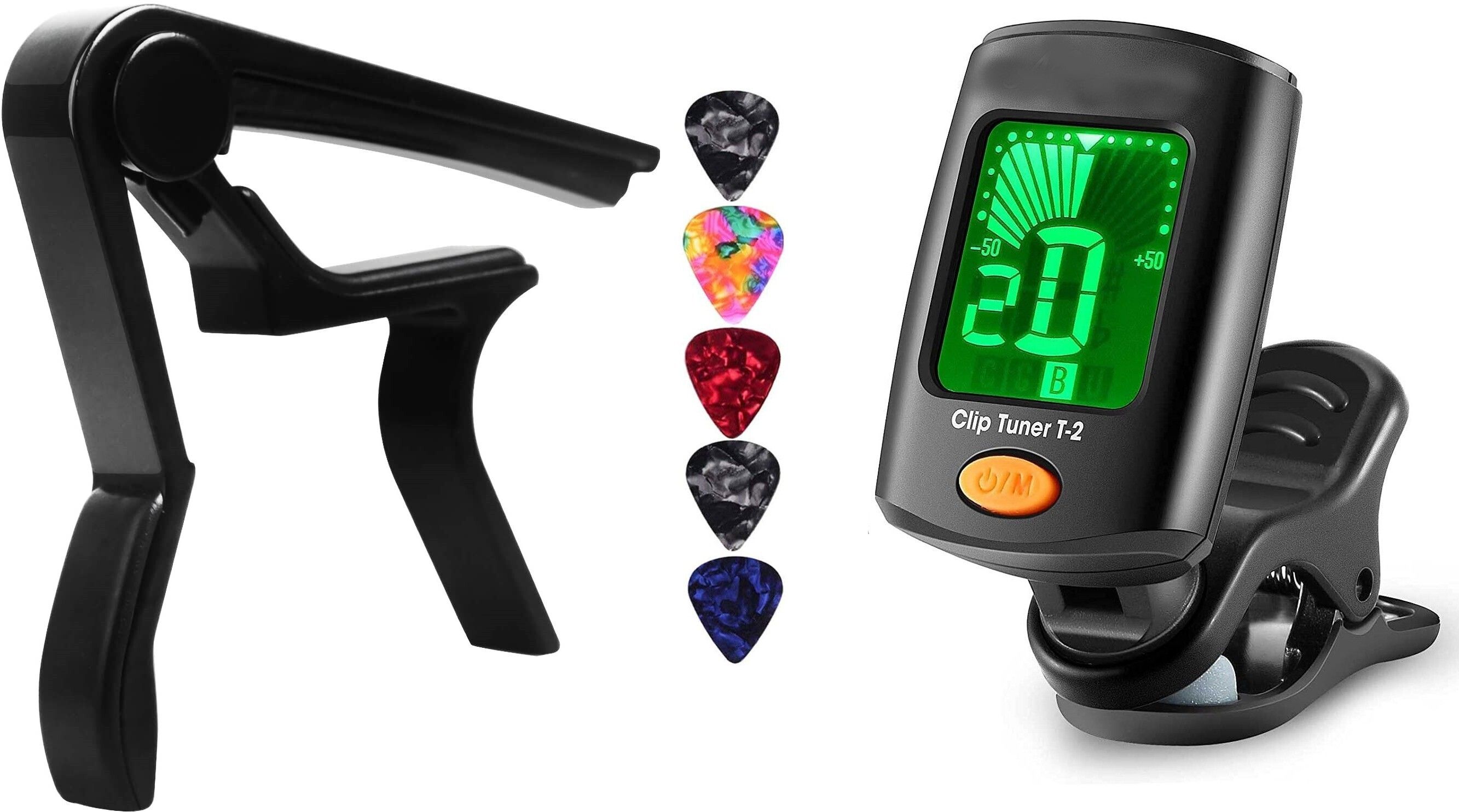 Guitar Tuner 360 degree Digital Tuner Easy to Use Highly Accurate Clip-on Tuner Best for Acoustic and Electric Guitar Bass Violin Ukulele With Capo & 5 Picks Automatic Digital Tuner-image-23