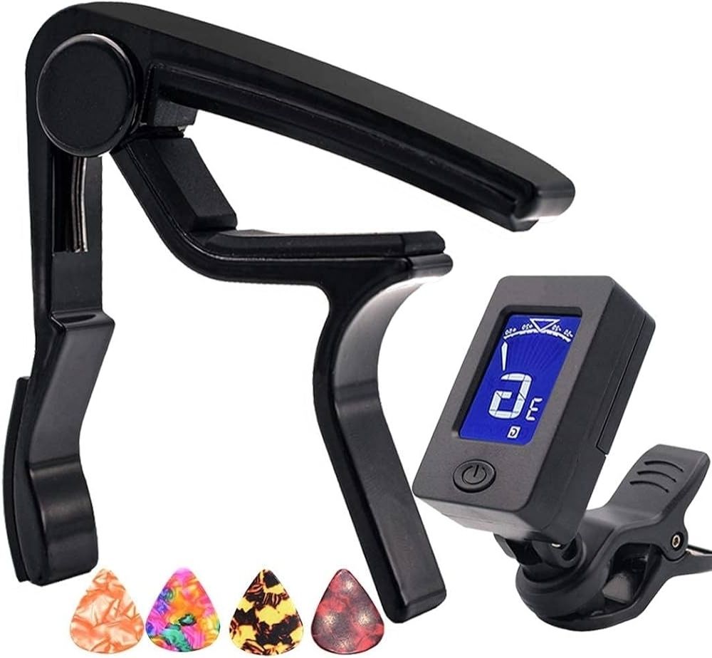 sls music Guitar tuner 360 degree digital tuner easy to use with B5 Capo & 5 picks Automatic Digital Tuner-picture-23