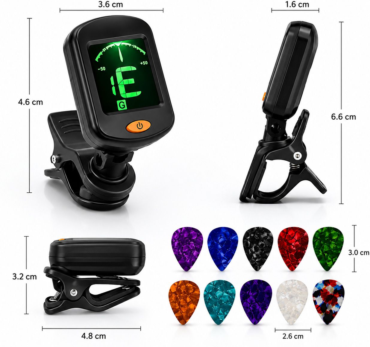 urban infotech Guitar Clip-On Tuner with 10 Guitar Picks | LCD Digital Guitar Tuning Device Manual Analog Tuner-picture-25