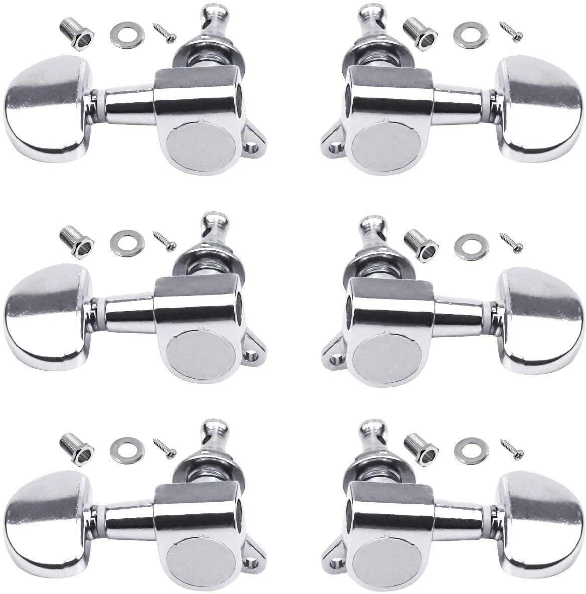dawnrays Guitar Tuning Pegs Chrome Analog Tuner Guitar Keys 3R+3L For Acoustic Guitar Manual Analog Tuner-picture-13