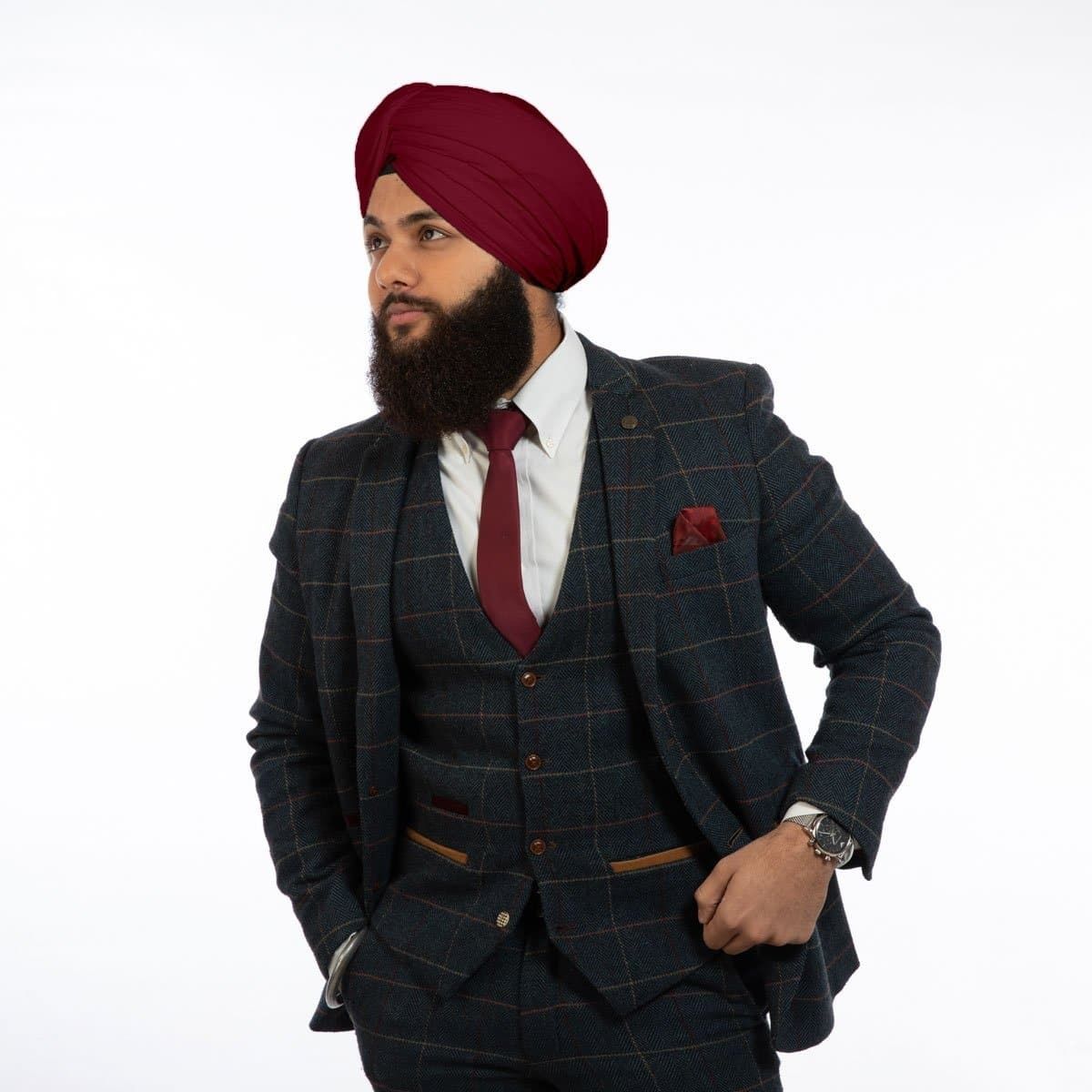 SARDAR EXCLUSIVE 6.50 Maroon Light Weight Soft Full Voile Pure Cotton Sikh Turban Pagri Solid Pagri-image-4