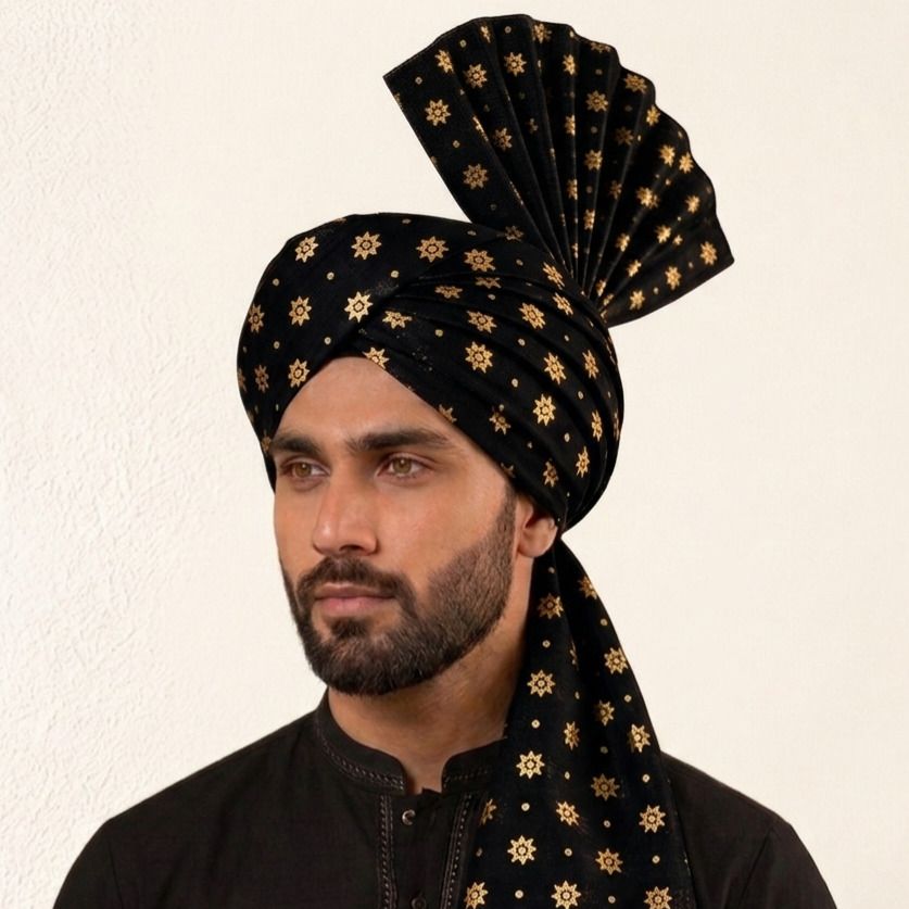 Imama Sharif Floral Print Pagri-image-16