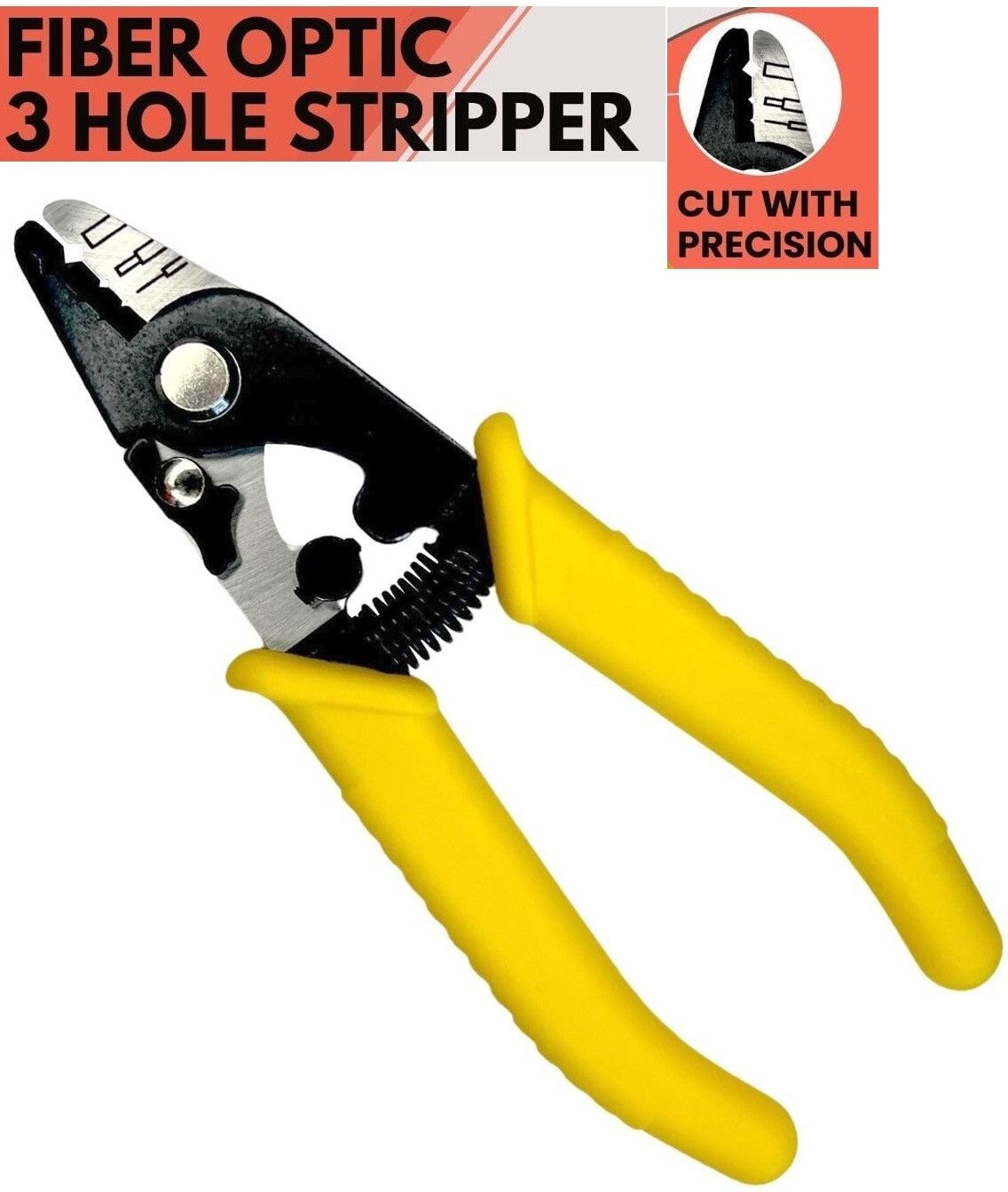 GoodsBazaar 3 Hole Fiber Stripper with 6" TPR Handle Optic Fiber Cable Stripping Tool OFC Network Interface Card