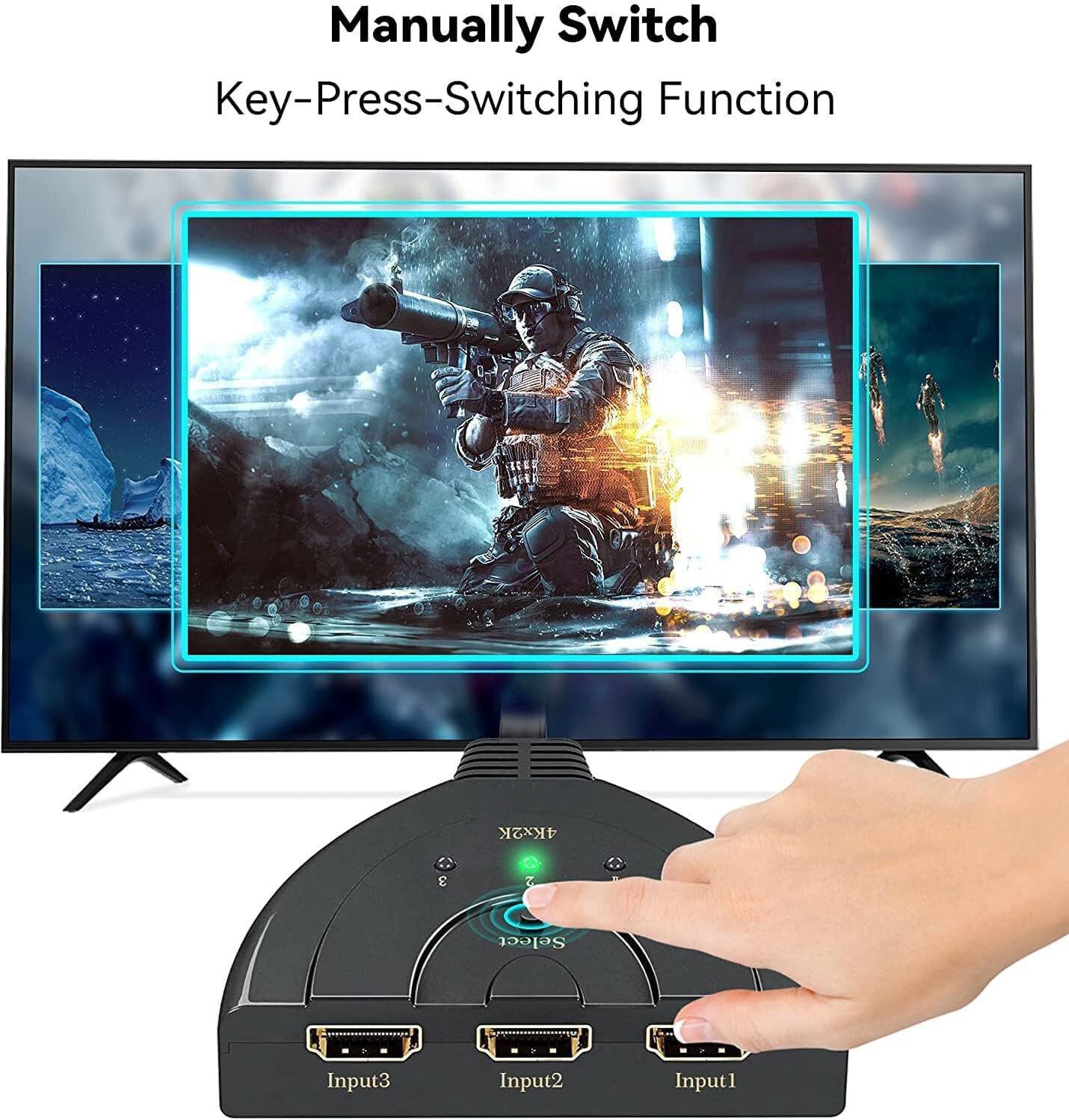 Akwor TV-out Cable 4K HDMI Switch 3-in-1 Out – High-Speed 3-Port HDMI Splitter with Cable-image-15