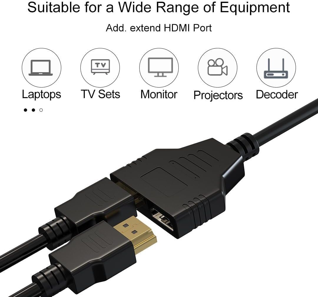 RuhZa Hdmi Male to Dual Hdmi Female 2 Way Hdmi Splitter Cable Adapter Converter for DVD Plays/PS3/HDTV Blade Server