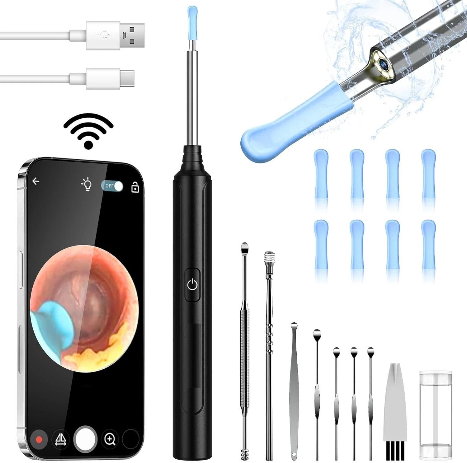 sevenspace Otoscopes Ear Wax Removal Kit - 1080P FHD WiFi Wireless Camera with 6 LED-picture-17