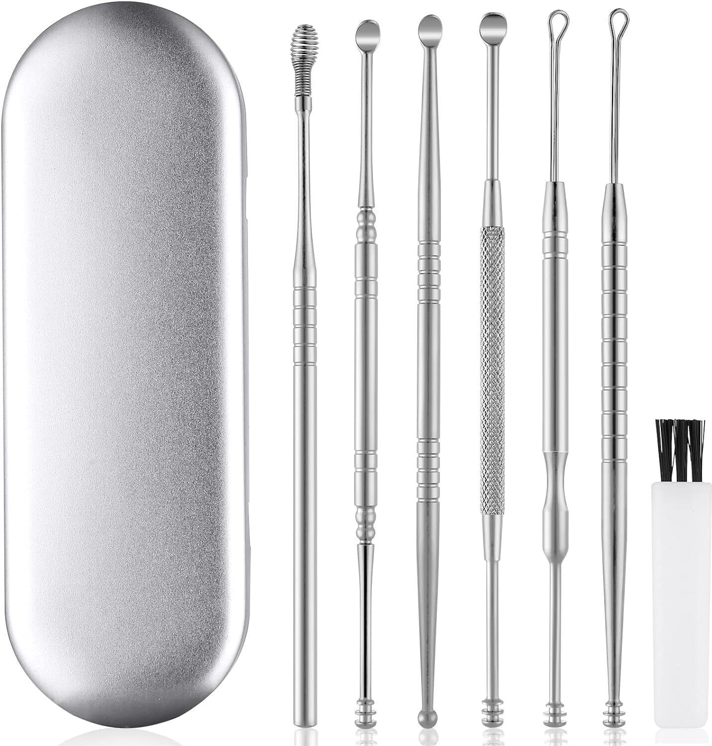 Ear Cleaner Resuable Kit with LED Flashlight Earpick Tool Storage Box(6 Pcs )-image-47