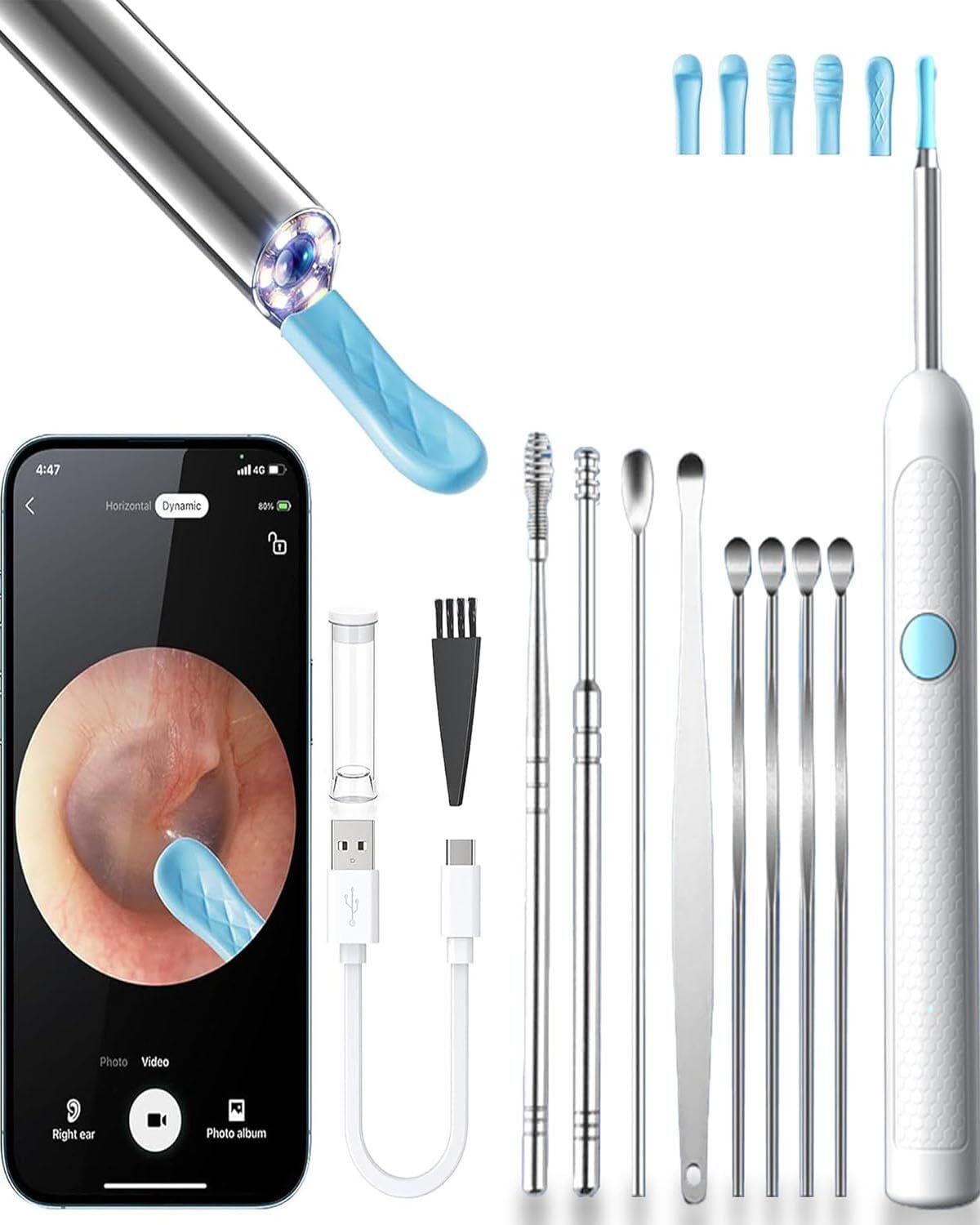 1PCS Ear Wax Removal Kit with HD Camera Wifi Connection Reusable Endoscope Tool-image-7