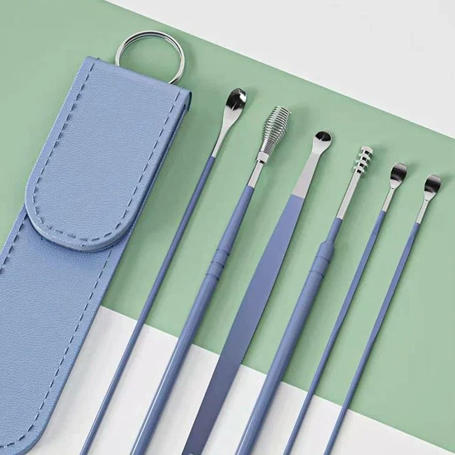 avalent Ear Wax Cleaning Tools Kit Set With Leather Pouch Spring Curette Earwax Remover-picture-20