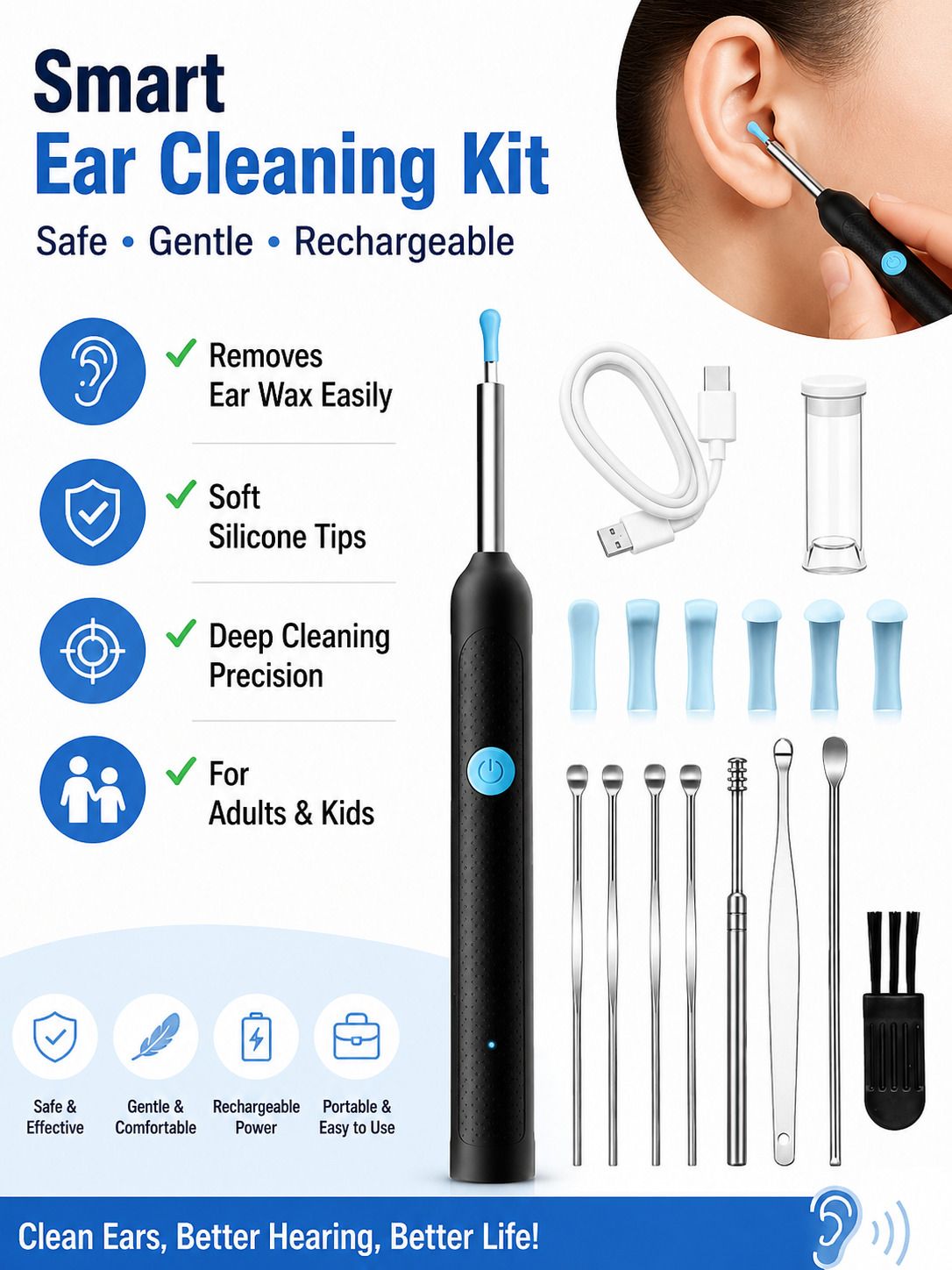 1080P HD Visual Ear Cleaning Otoscope Camera Ear Wax Remover Kit with LED Light-image-41