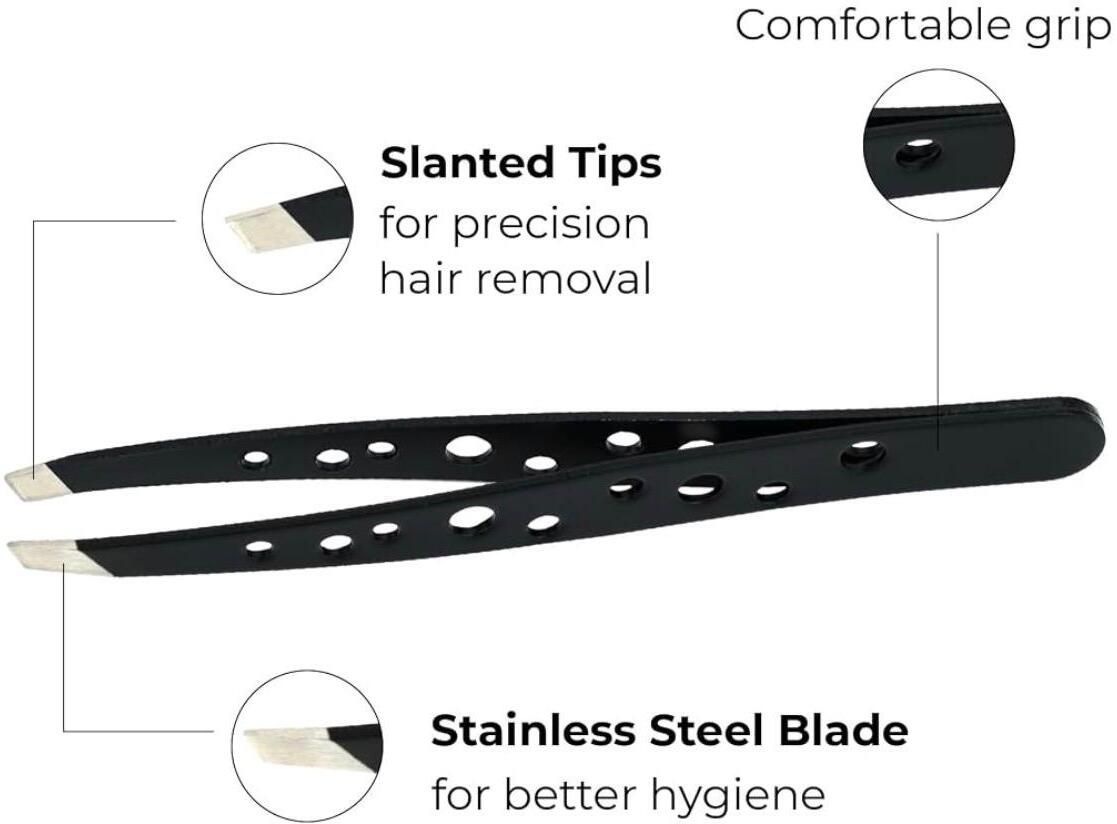 Slant Tip Stainless Steel Eyebrow Plucker Tweezers for Precision Hair Removal-image-32