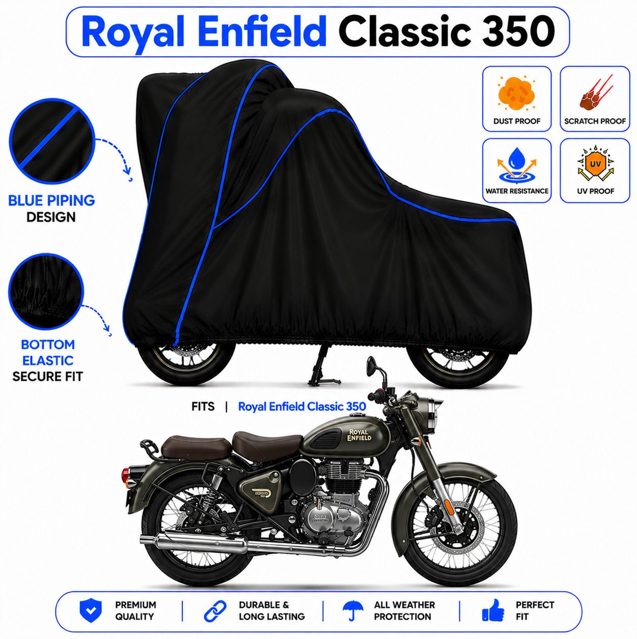 vinay Waterproof Two Wheeler Cover for Royal Enfield-picture-12