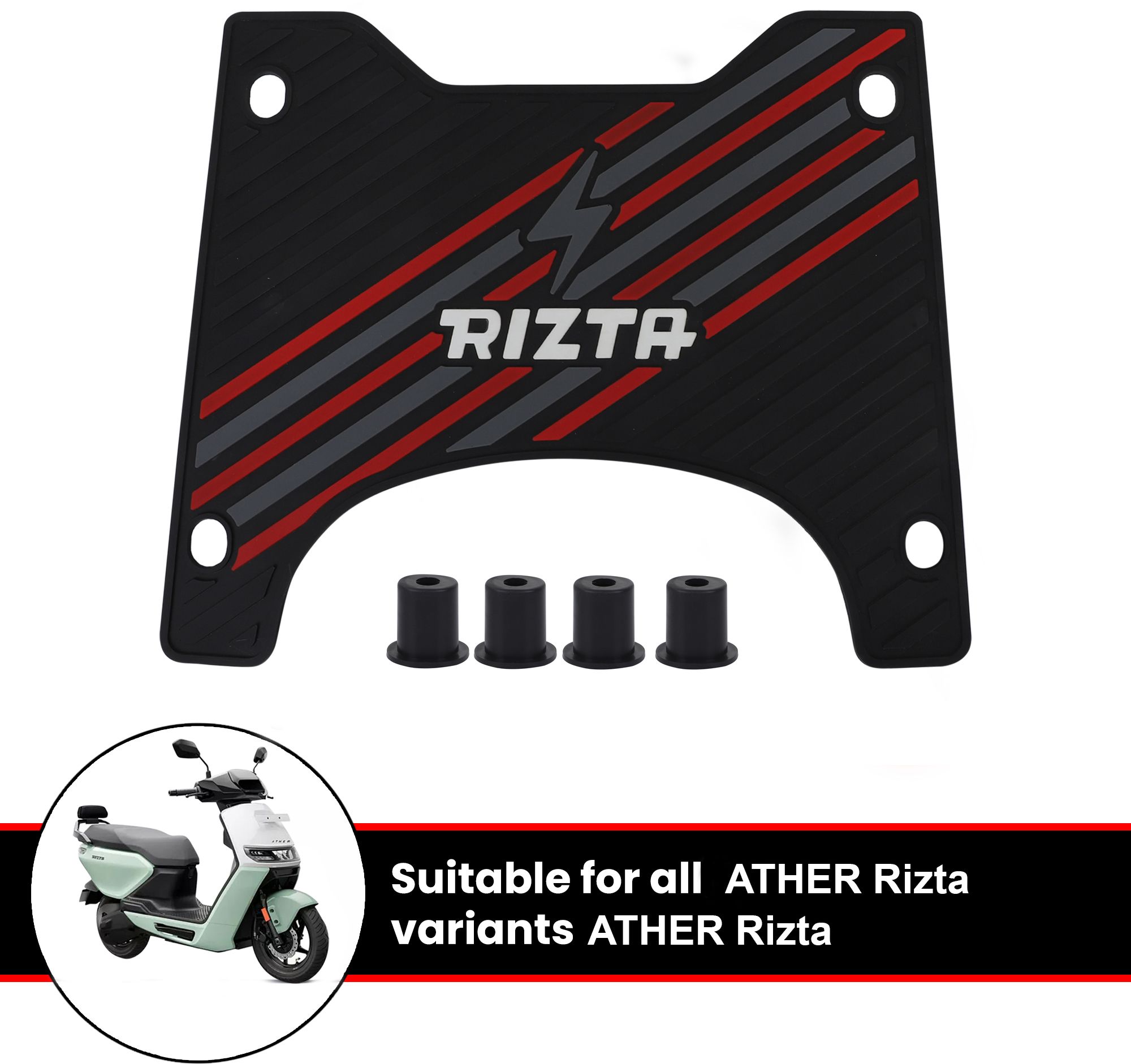 Rubber Foot Mat Compatible with Rizta Ather Universal For Bike Two Wheeler Mat
