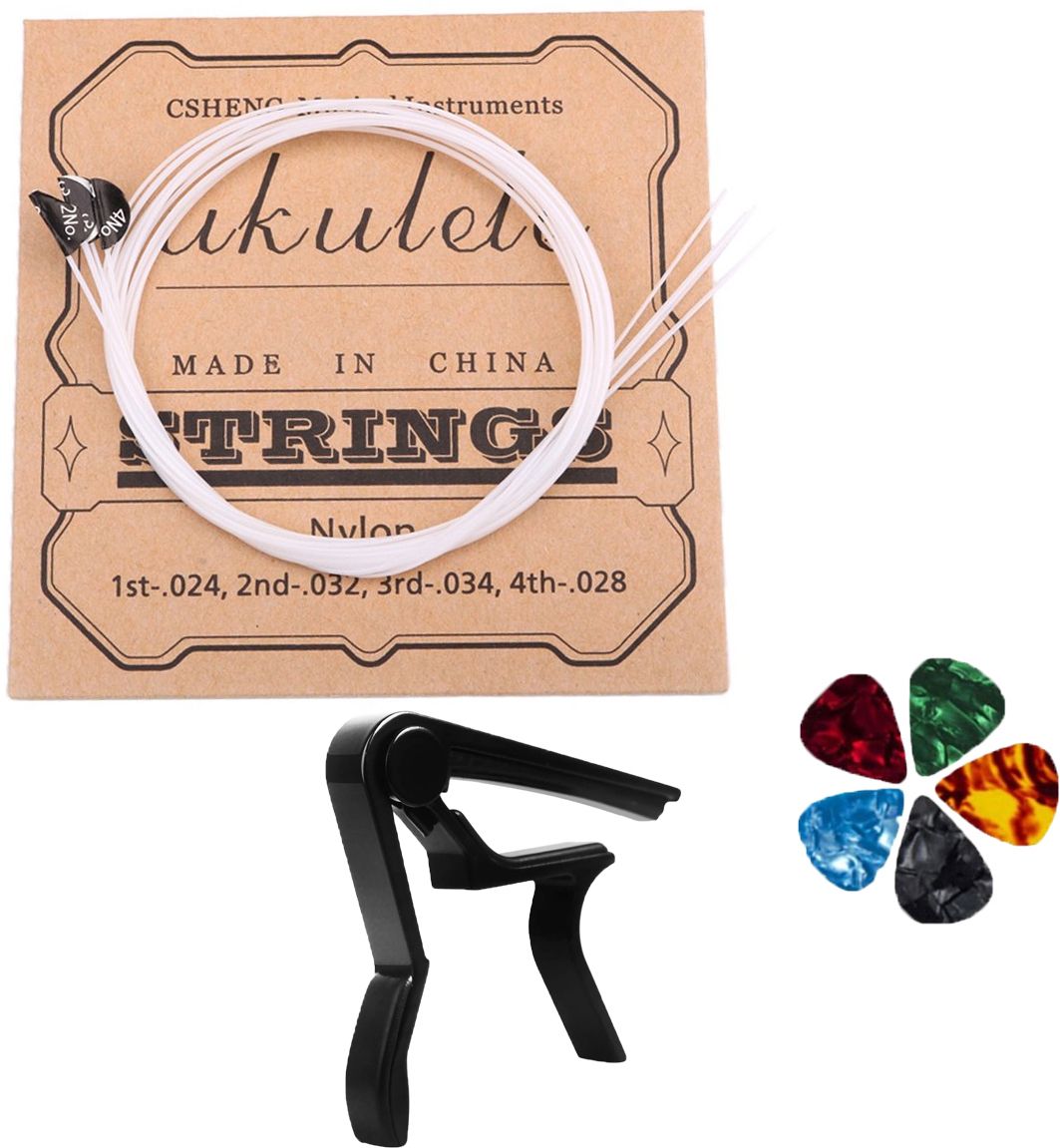 Ukulele String Set with Capo &Picks for Soprano, Concert, Tenor,1-A,2-E,3-C,4-G Concert Ukelele Strings-image-15