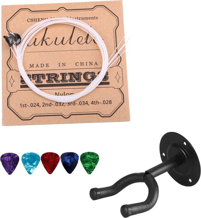 Ukulele String Set with Guitar Wall Mount Hanger for Soprano, Concert, Tenor Concert Ukelele Strings-image-44