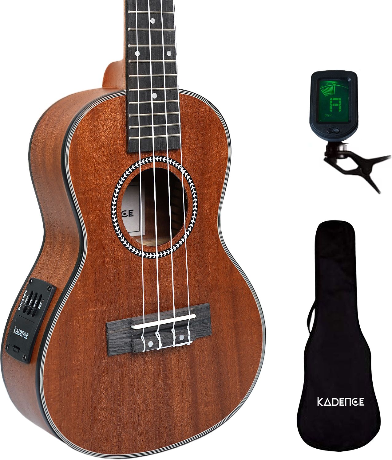 Ukulele 24inch (Built in Equalizer) With Bag and Tuner (Saple Wood With Binding) Concert Ukulele-image-33