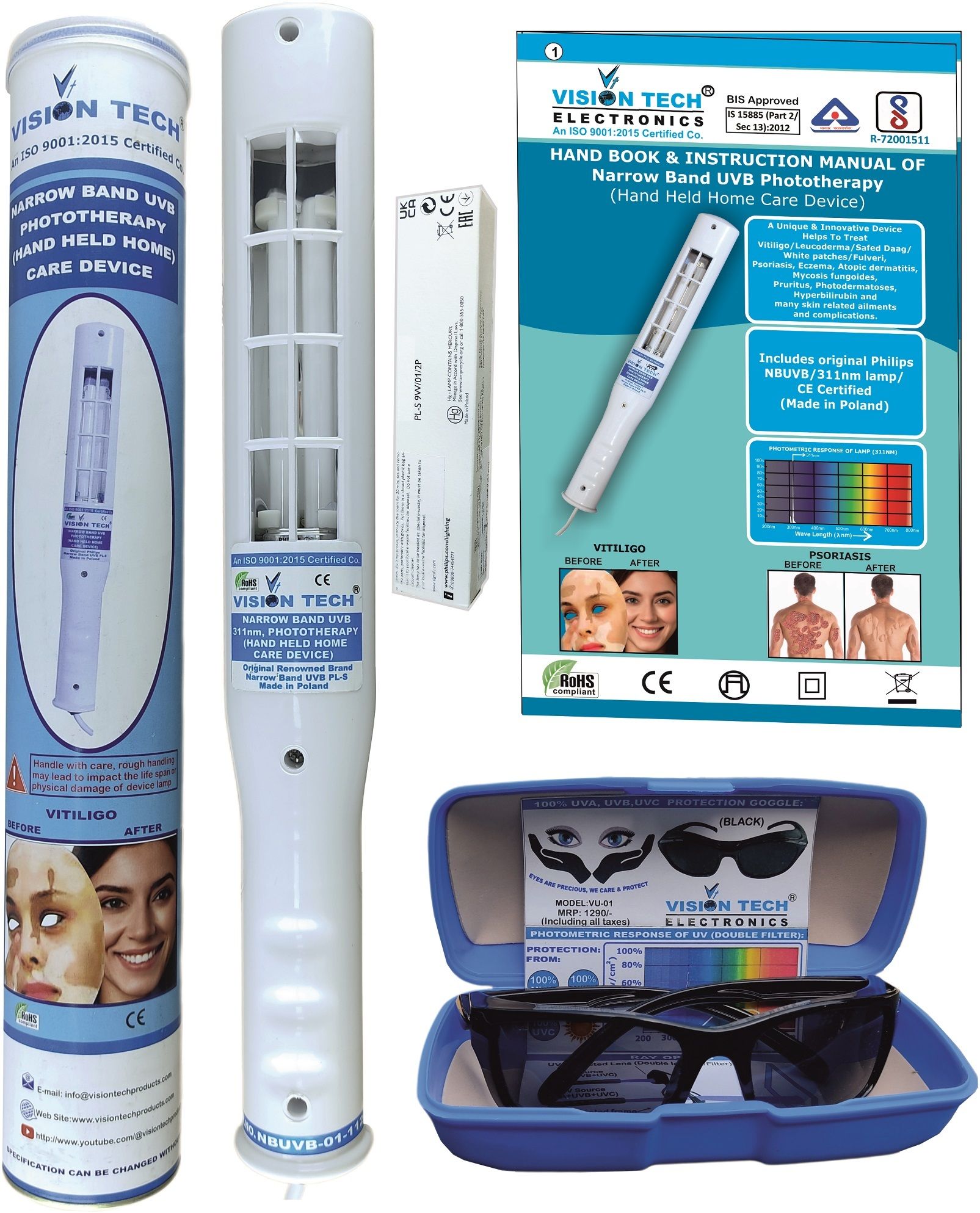 Narrow Band UVB (NBUVB) Phototherapy Lamp/Light, 311nm for Vitiligo/Psoriasis UV Sterilization Lamp-image-25
