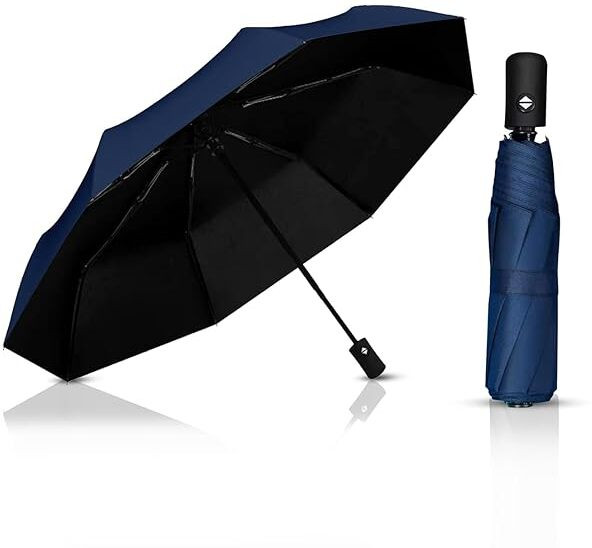 balios Mini Folding Compact with Case, Portable, Small Sun, Rain Pocket Umbrella image 1