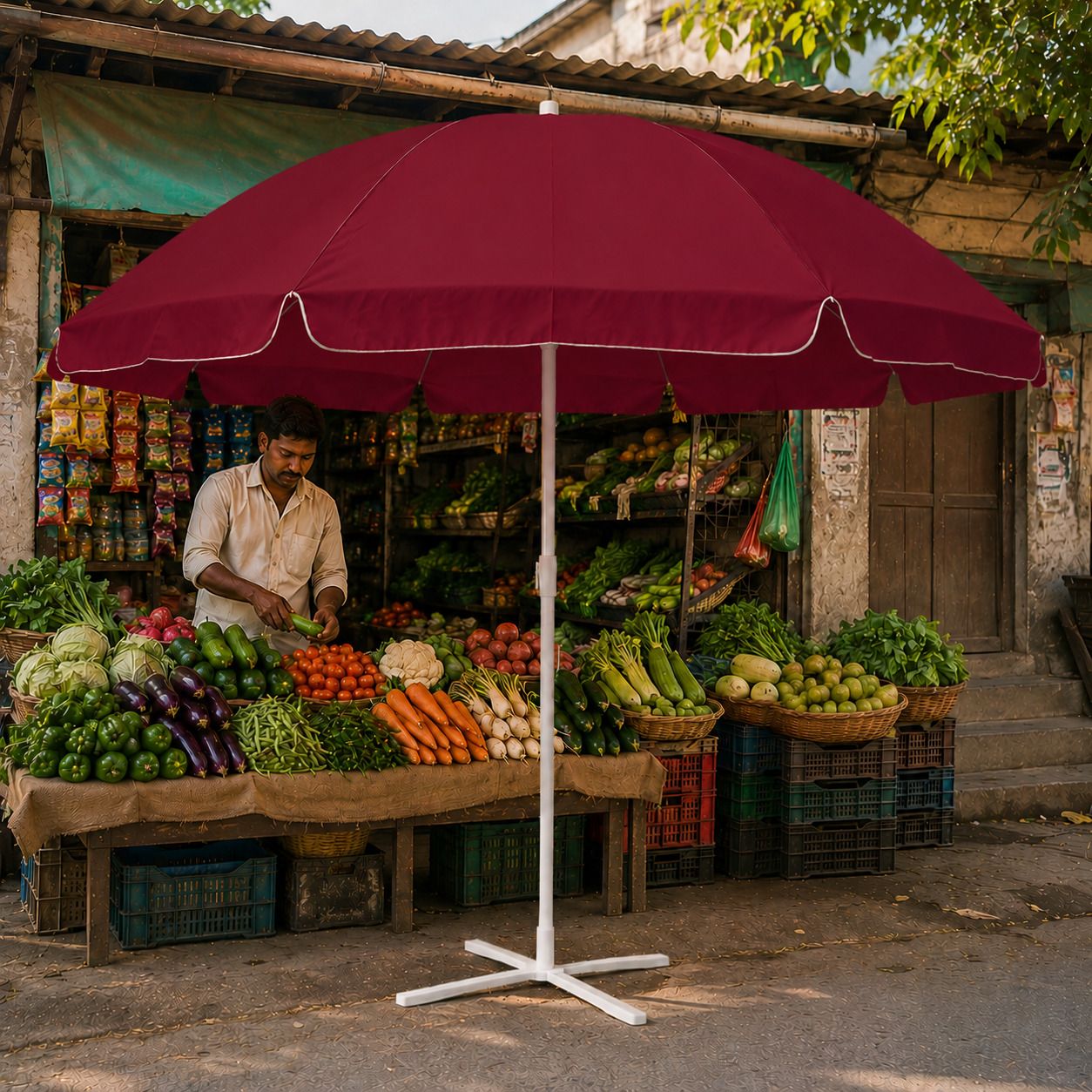green bird Garden Umbrella With Stand Outdoor Big Size 7ft/42in For Hotel,Garden,Shop (B5) Umbrella-picture-13