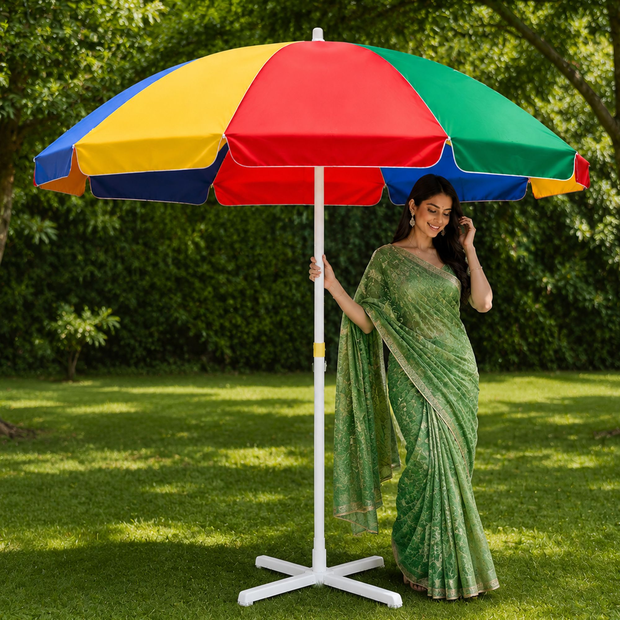 Garden Umbrella With Stand 6 Ft Reliable Home Outdoor Patio Sun Shade Umbrella-image-13