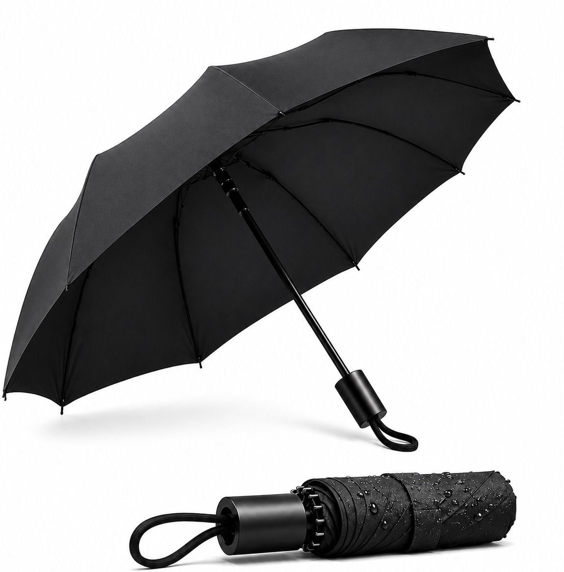 Classic Black Waterproof Umbrella for Men & Women Umbrella Umbrella-image-0
