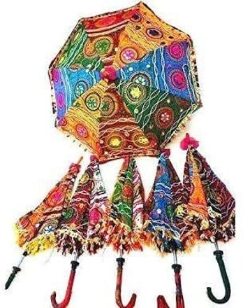 Sun Protection Rajasthani Wedding Event Decoration Umbrella I Cotton Umbrella I Rain Protection with Attractive Design ( Set of 6 ) Umbrella-image-13