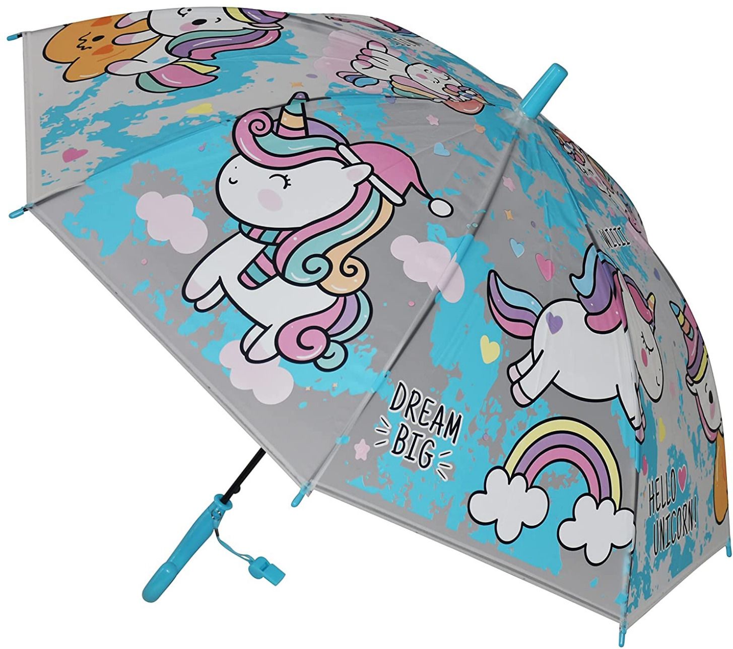 Translucent Unicorn Umbrella with Whistle for Kids Automatic 1 Fold Round Handle Umbrella-image-38