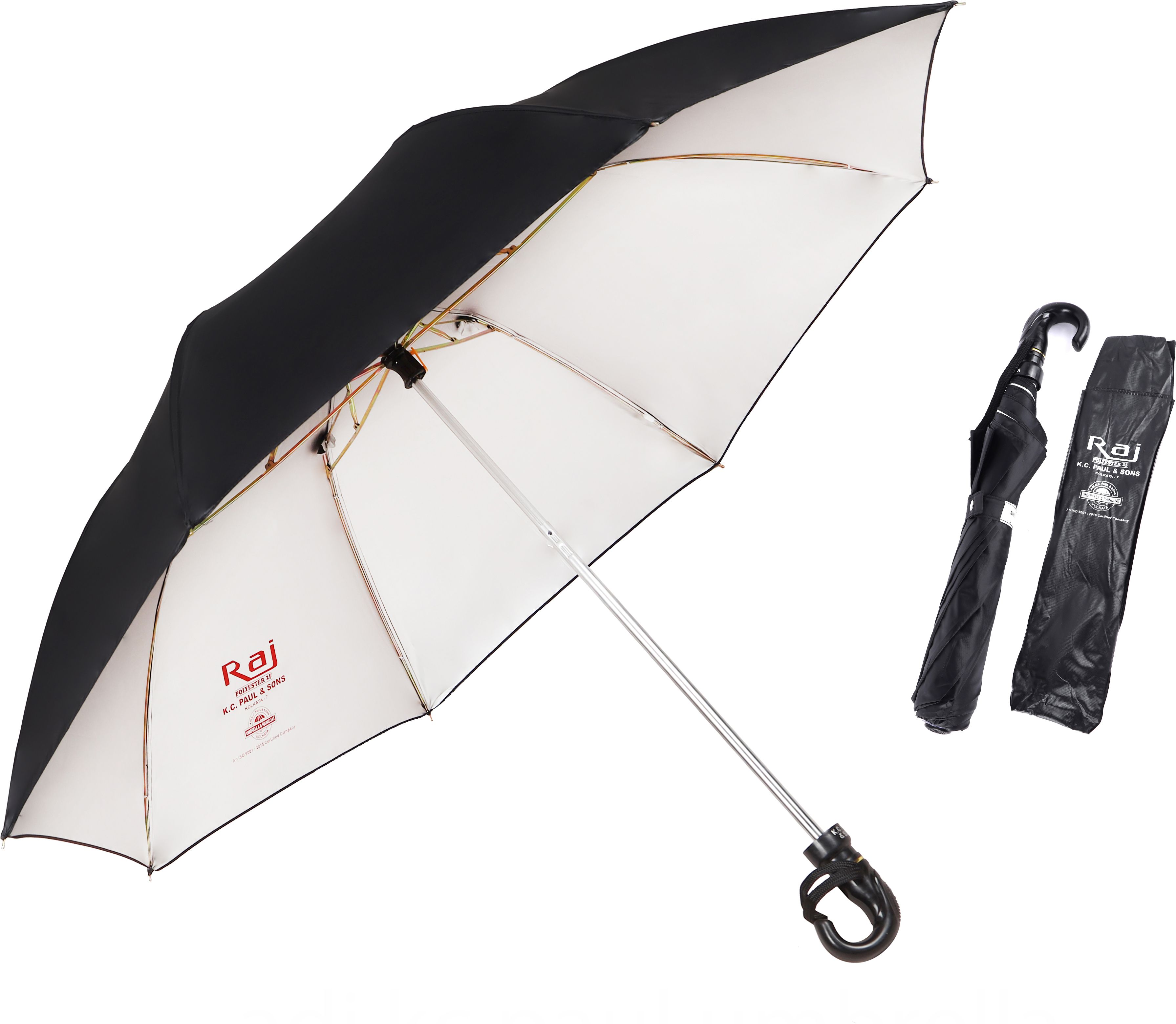adi k.c.paul & sons Raj 2 fold umbrella | Umbrella for men | Umbrella for women | KC Paul Black Umbrella-picture-28