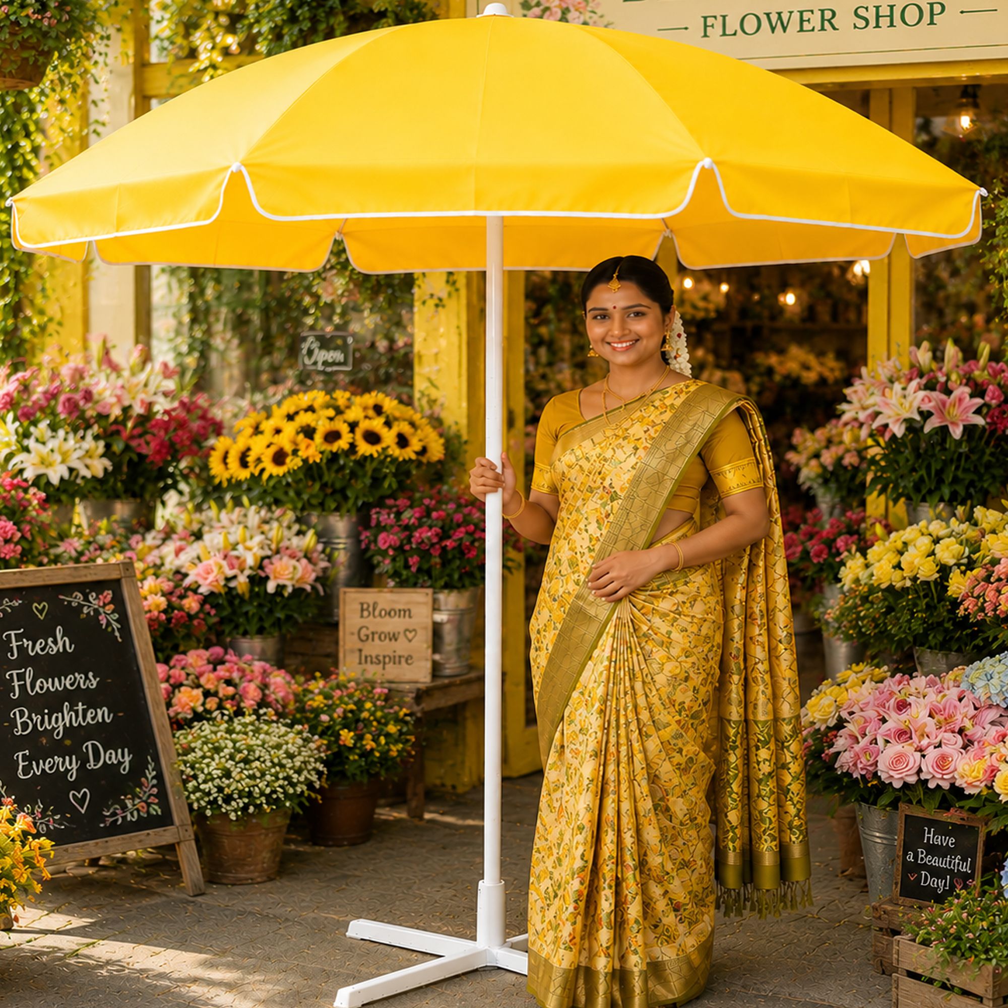 Garden Umbrella With Stand 6 Ft Classic Outdoor Garden Open Area Shade Umbrella-image-6