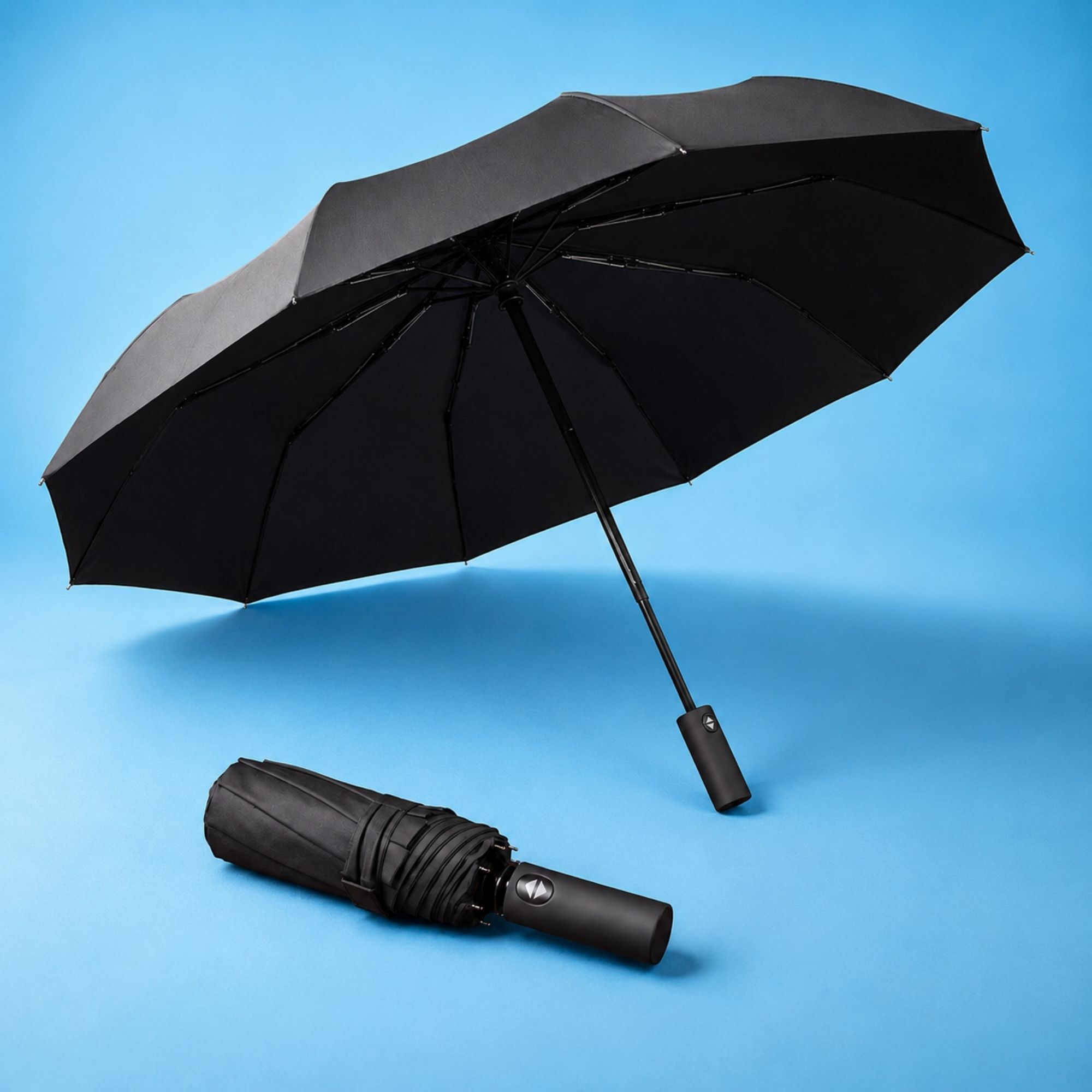 Auto Open & Close 10-Rib Windproof Foldable Umbrella (Black, 3-Fold-DE320) Umbrella-image-44