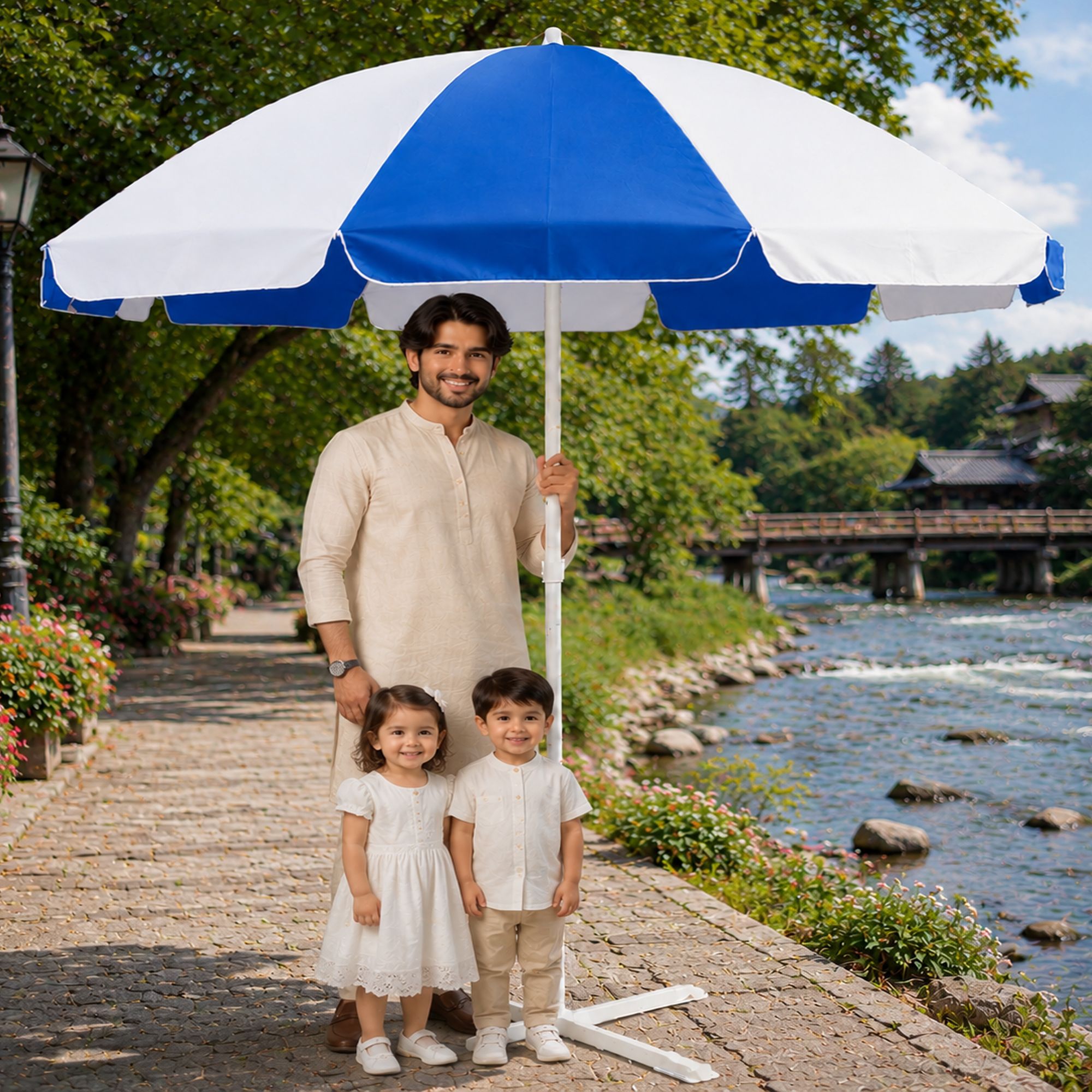 Garden Umbrella With Stand 6 Ft Designer Family Garden Shade Solution Umbrella-image-39