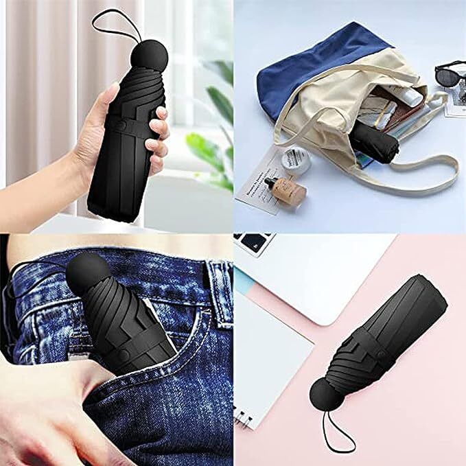 Mini Folding Compact Umbrella with Case,Portable Umbrella,Small Sun,Rain_Pocket Umbrella-image-3
