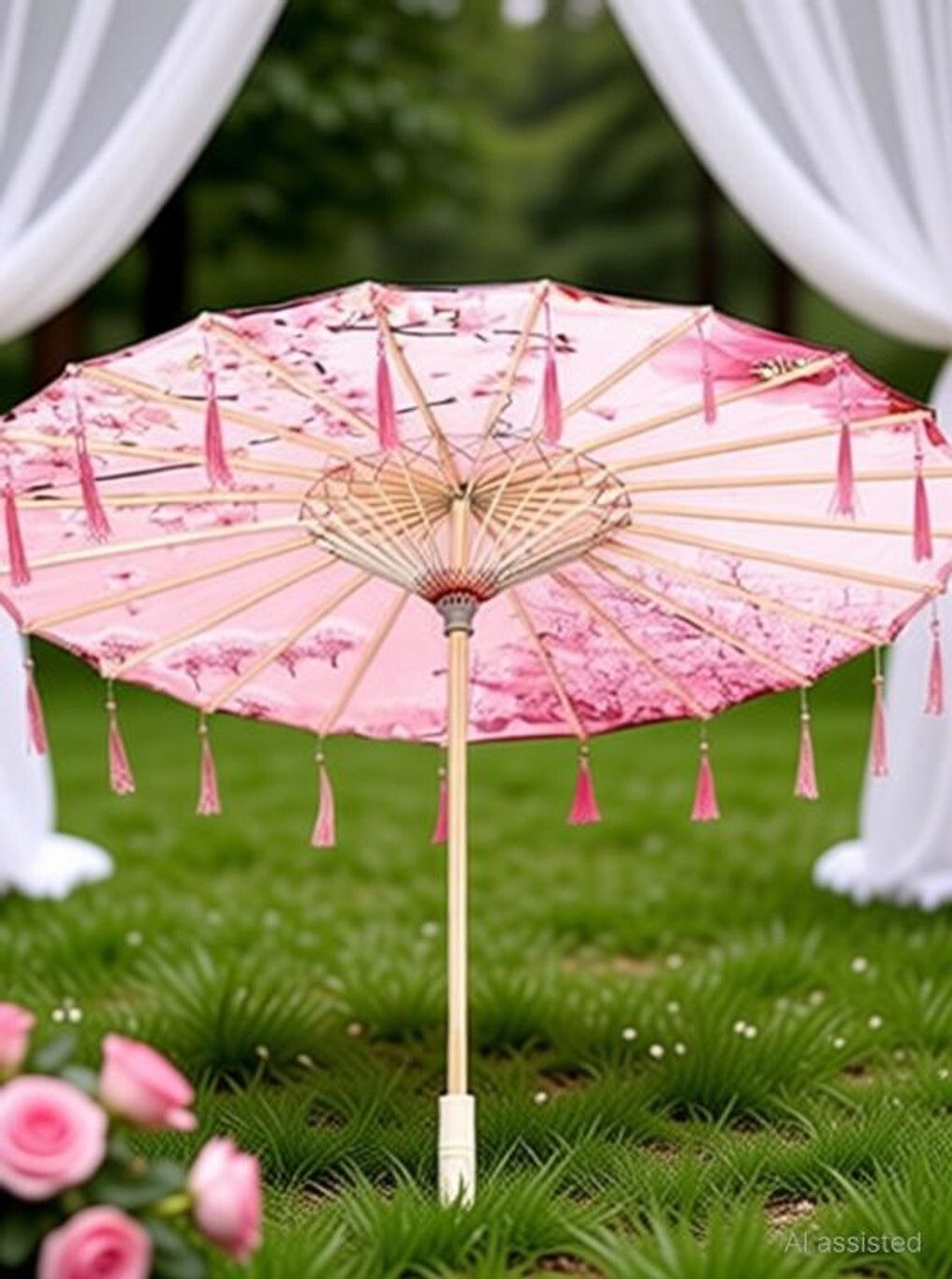 banima party Traditional Wooden Japanese Cloth Umbrella Parasol for Weddings,Photoshoots US3 Umbrella-picture-15