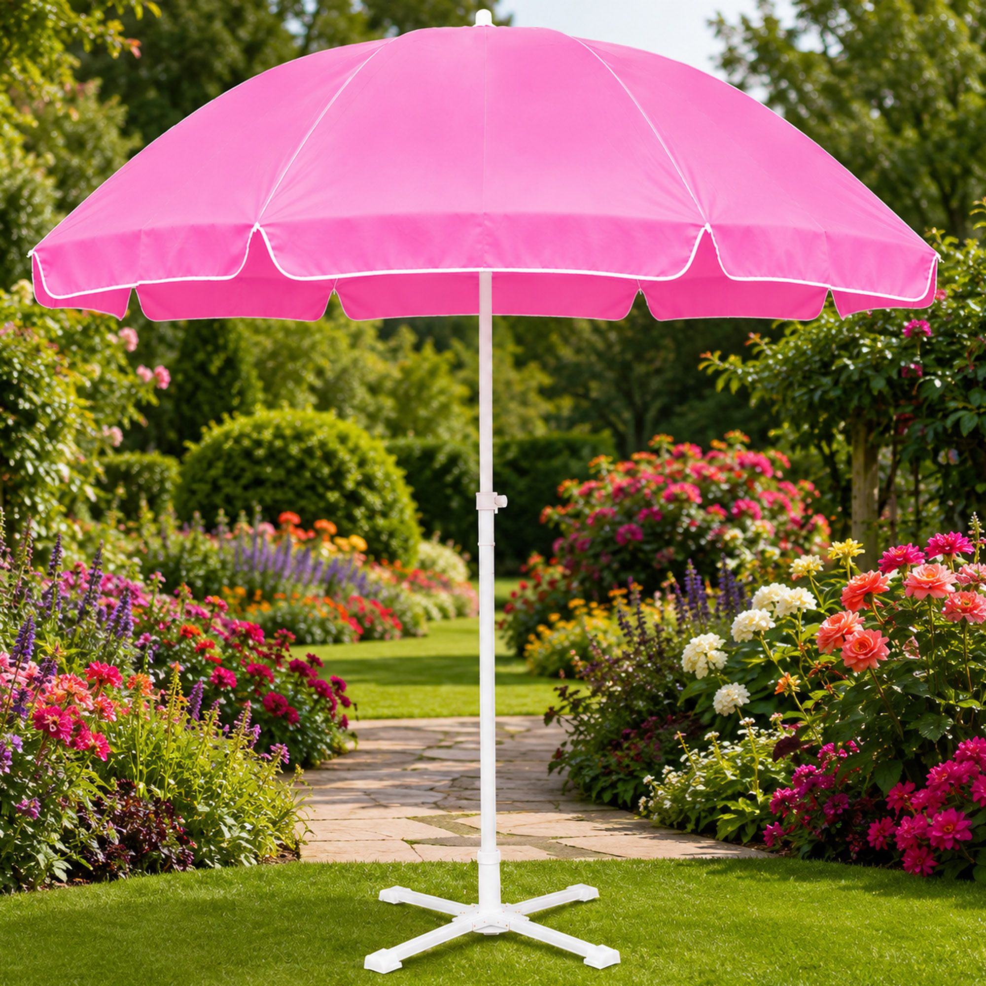 green bird 7 Ft Garden Umbrella With Stand Convenient Cafe and Resort Patio Cover Umbrella-picture-27