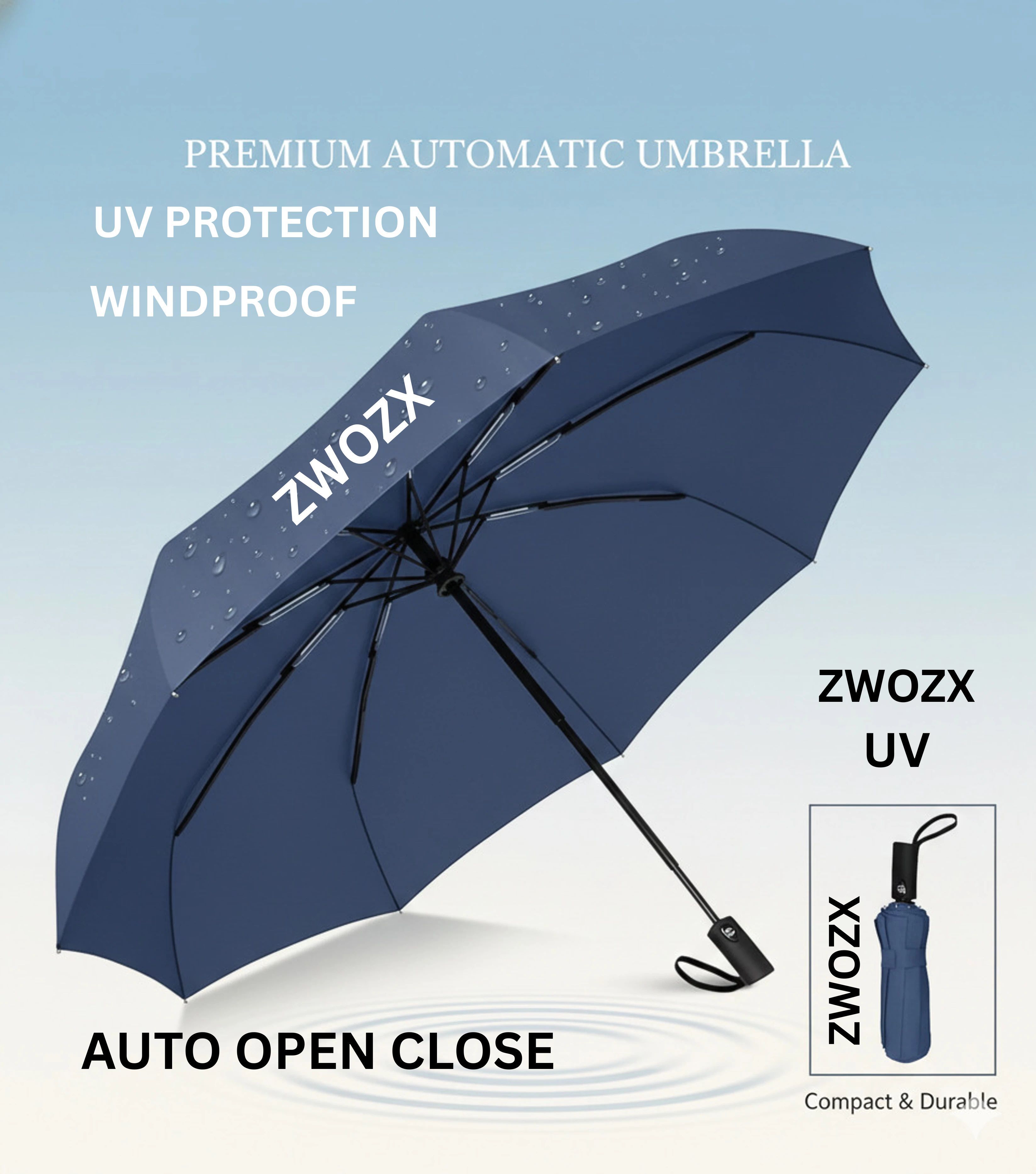 zwozx Umbrella for Rain Big Size , 3-Fold Travel Umbrella for Sun Protection UV Umbrella-picture-24