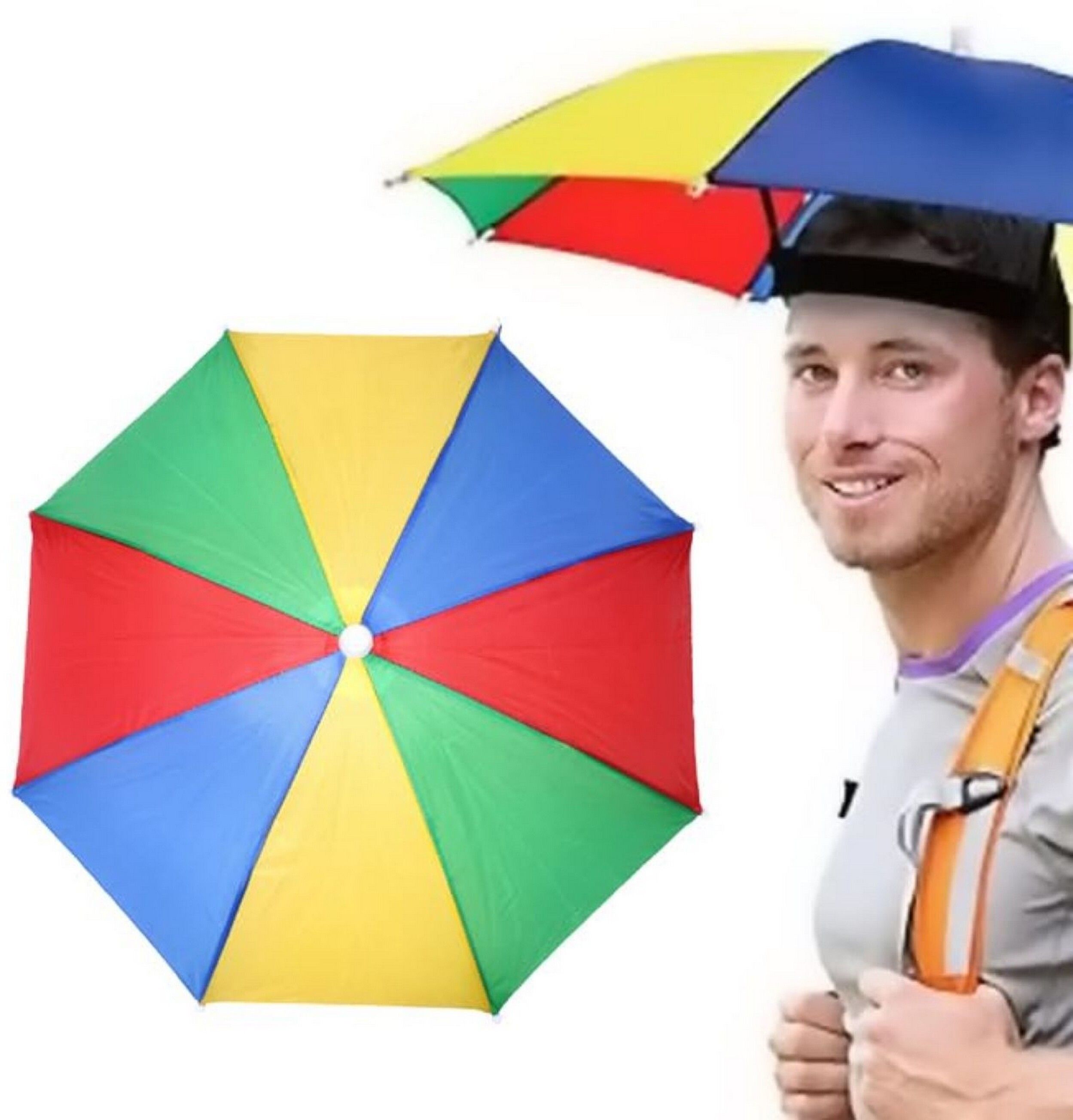 Men's Cap Headwear Umbrella Hat for Outdoor Sun Rain Protection (21 inches) Umbrella-image-2