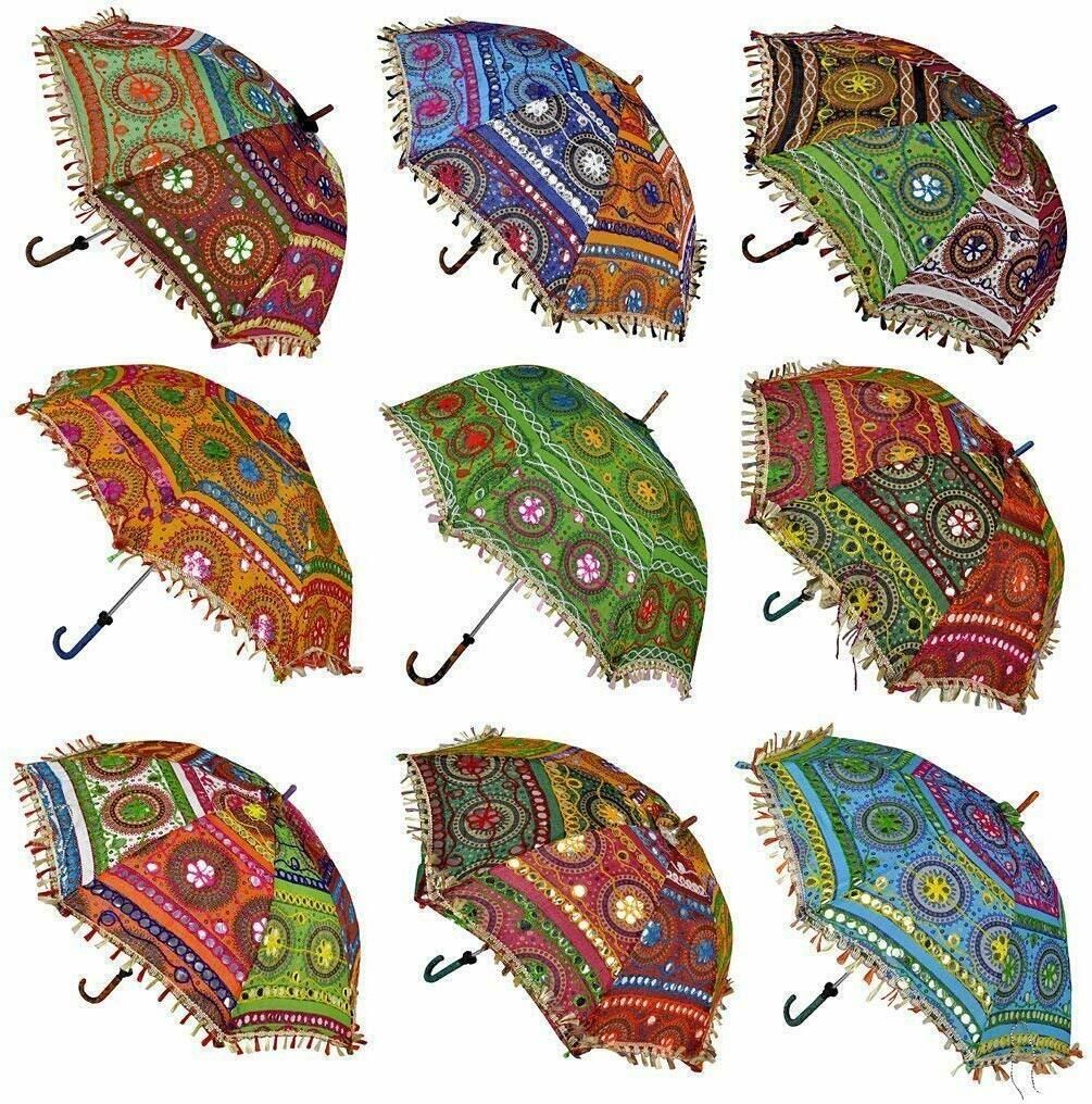 Sun Protection Rajasthani Wedding Event Decoration Umbrella I Cotton Umbrella I Rain Protection with Attractive Design I Diwali Decoration ( Set of 10 ) Umbrella-image-14