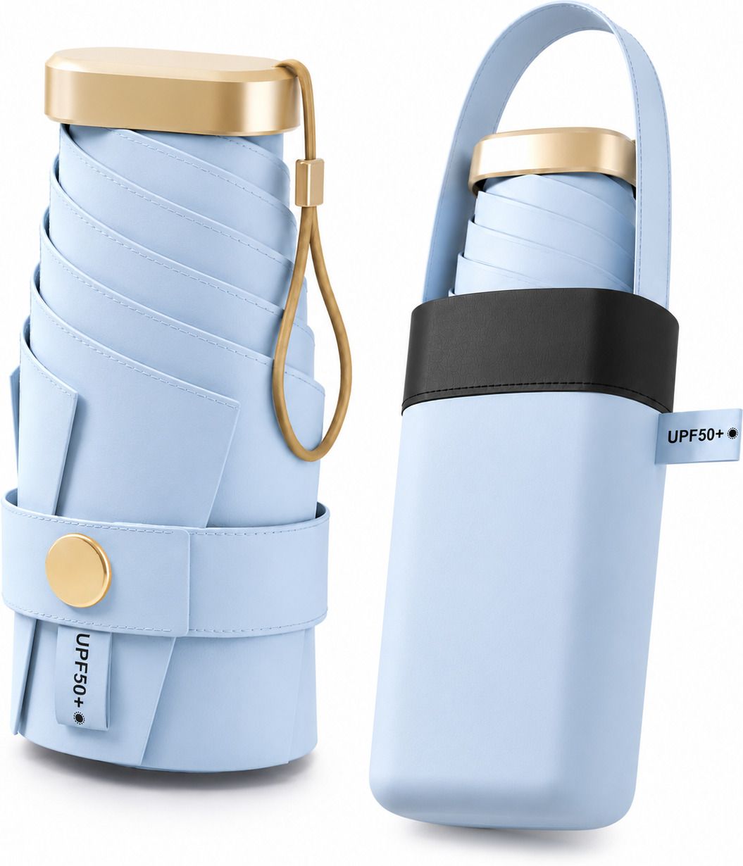 UV Protection Umbrella Travel Mini 2 Fold Manual Open 6 Ribs Sun& Rain,with Case Umbrella-image-17