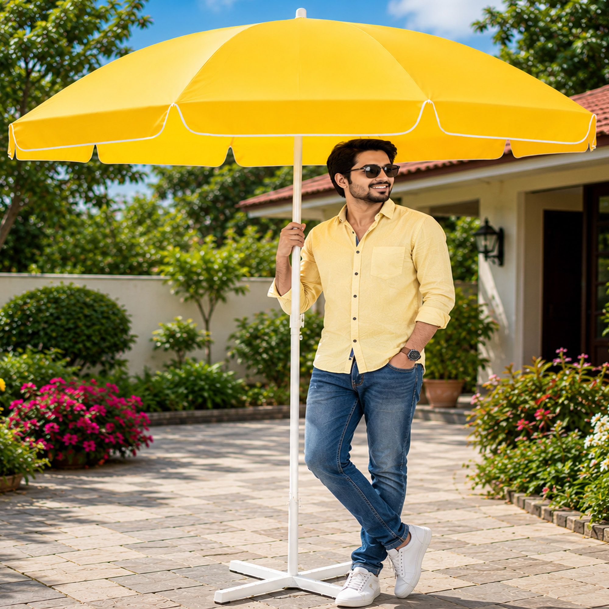 Garden Umbrella With Stand 6 Ft Premium Terrace Garden Seating Shade Umbrella-image-14