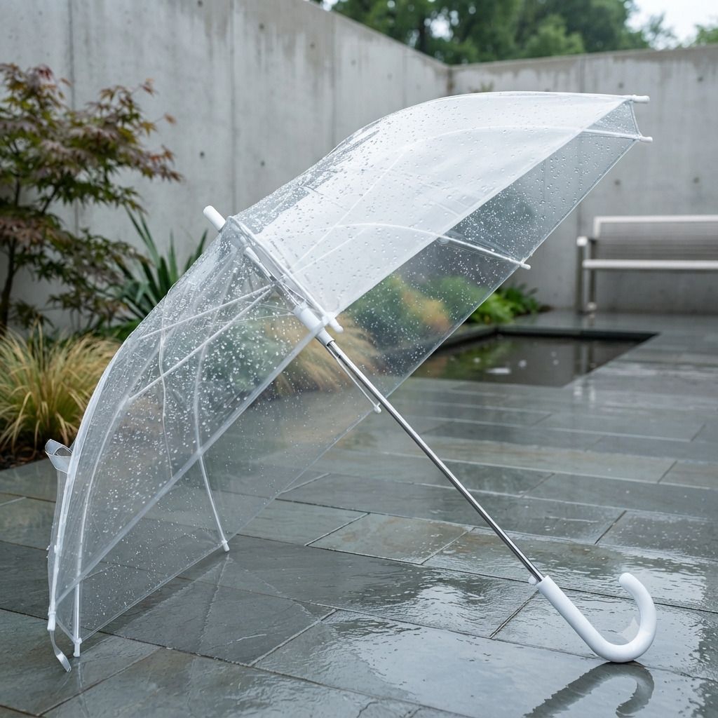 Transparent Umbrella (1 Pcs) Umbrella for monsoon Styalish (White) Umbrella-image-9
