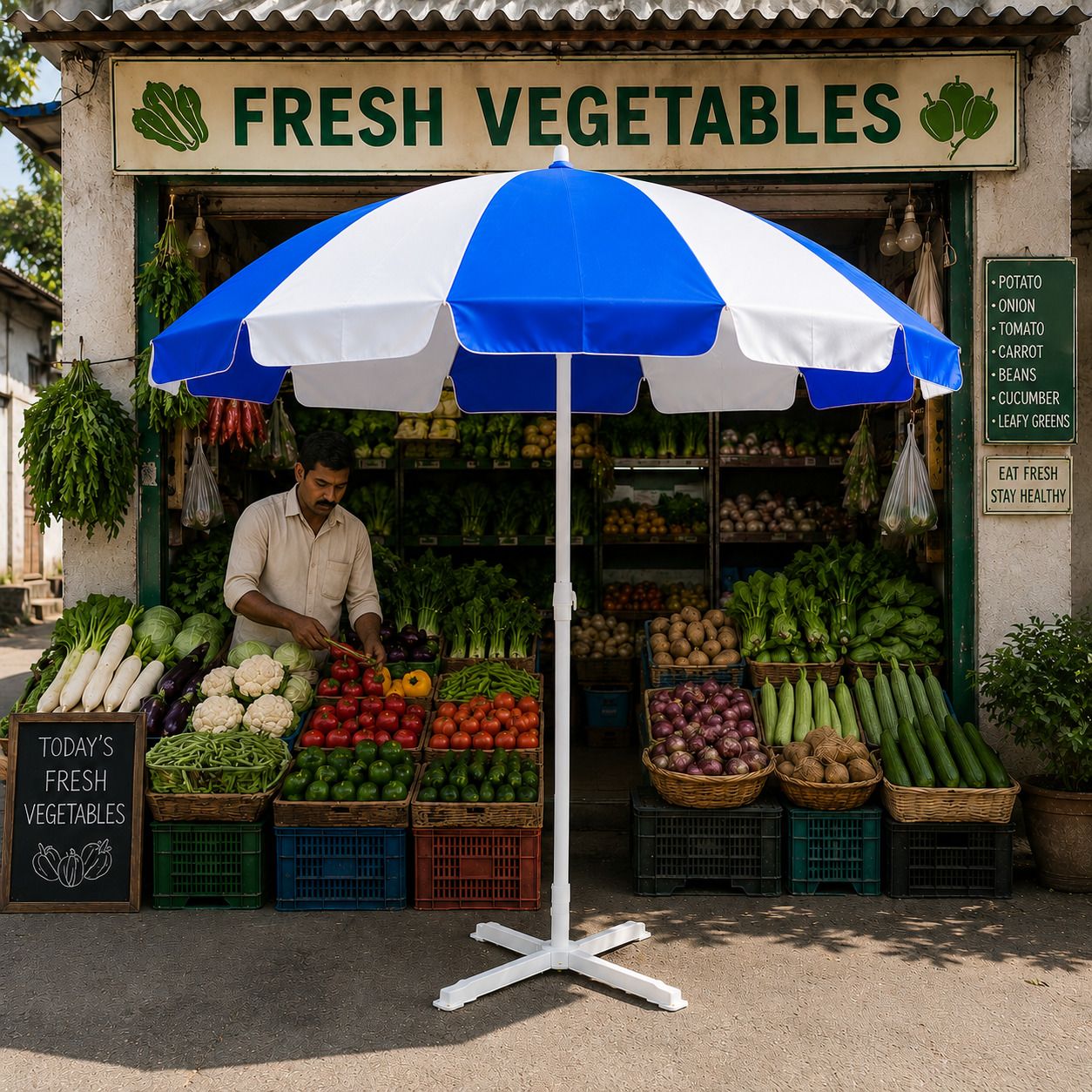green bird Garden Umbrella With Stand Outdoor Big Size 7ft/42in For Hotel,Garden,Shop (B5) Umbrella-picture-11